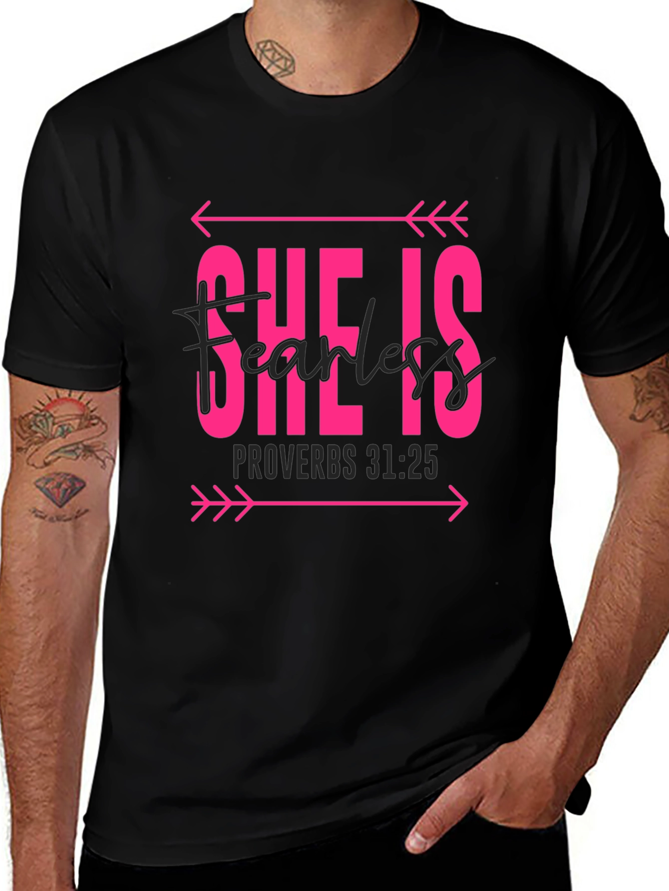 Variant 20 of She is Fearless Graphic Tee - Proverbs 31:25