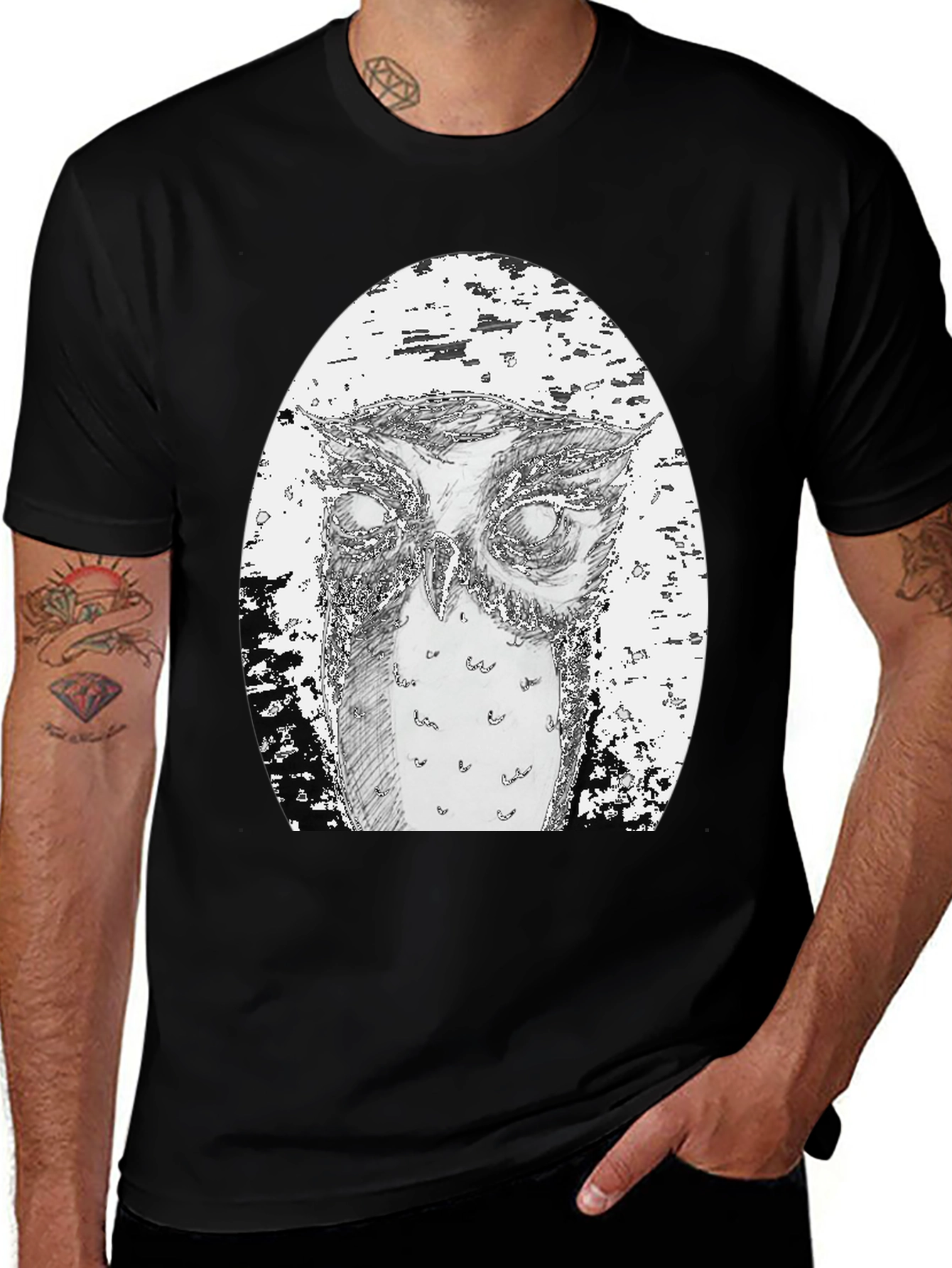Variant 14 of Owl Graphic Tee - Unique Hand Drawn Design