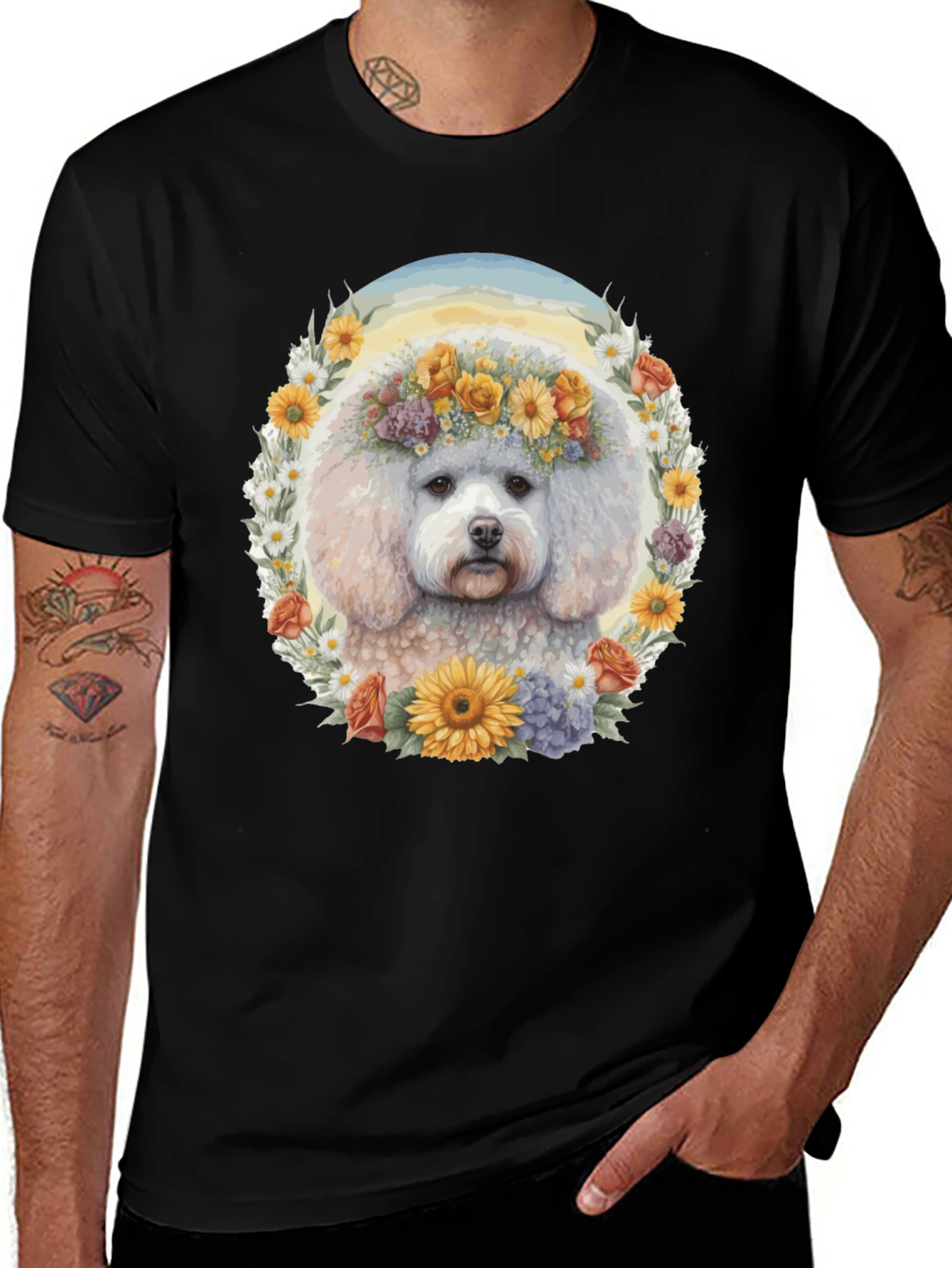 Variant 11 of Dog Floral Crown T-Shirt - Unisex