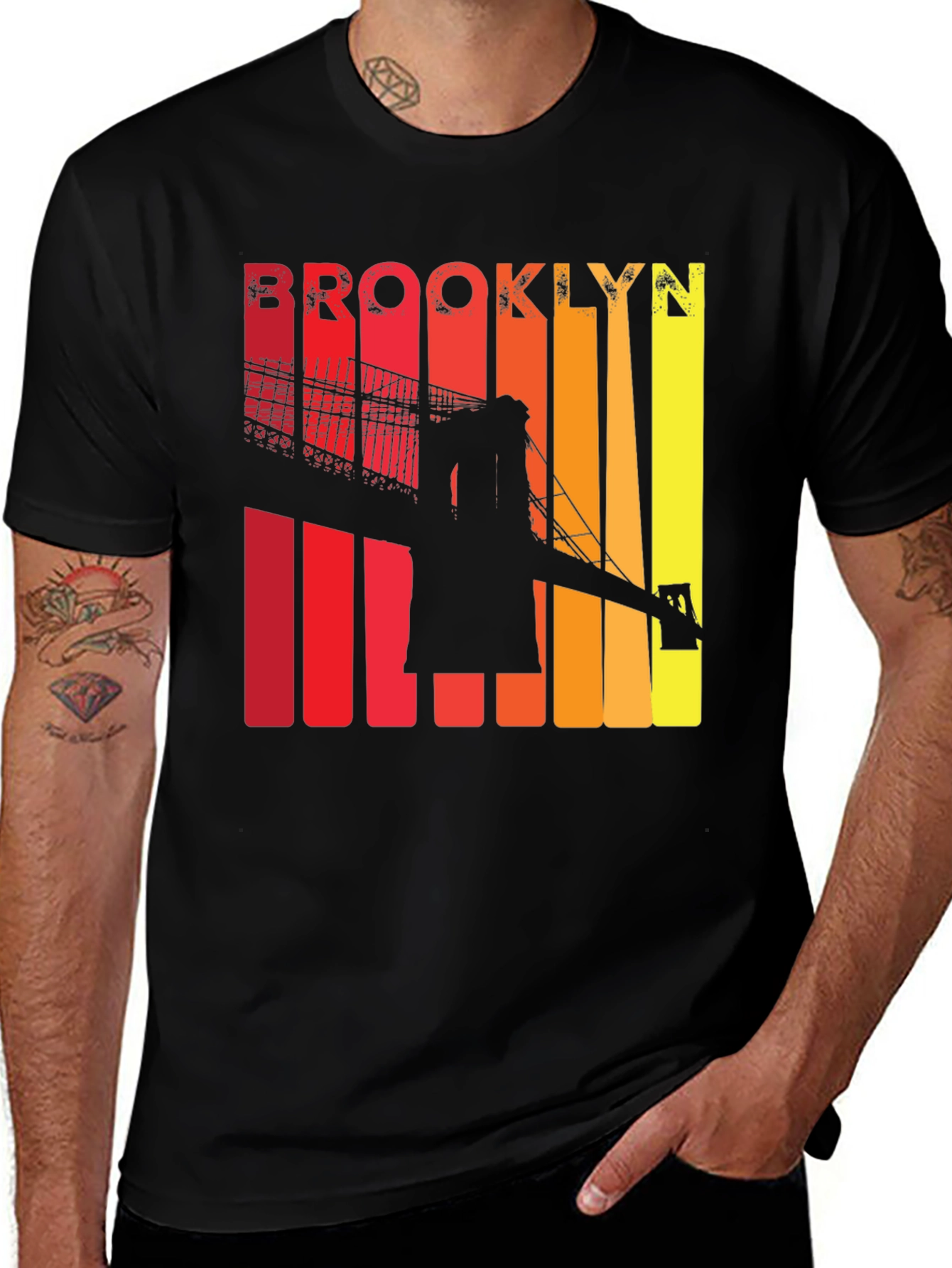 Brooklyn Bridge Sunset Graphic Tee - Retro Style T-Shirt
