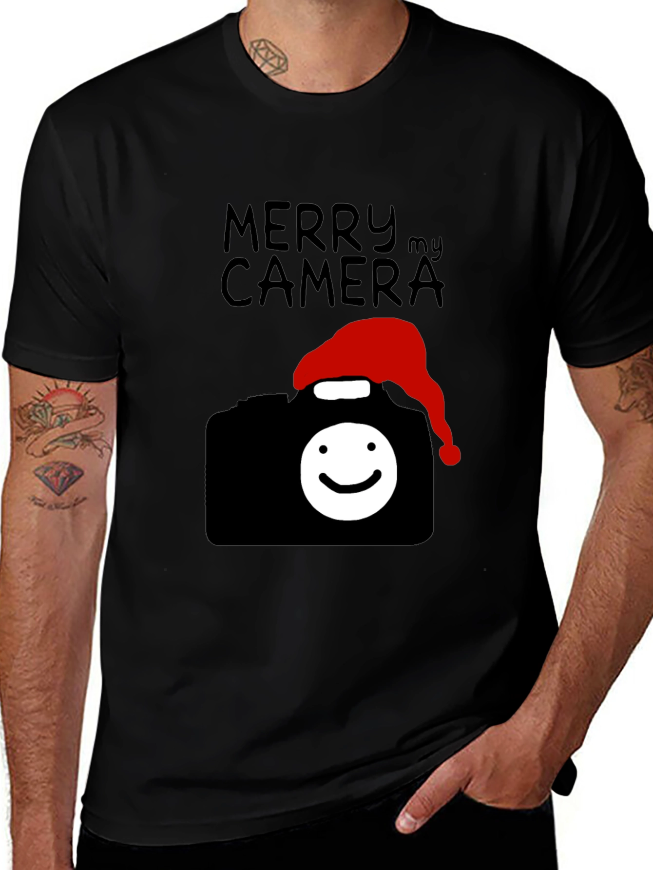 Variant 10 of Merry My Camera Graphic Tee - Holiday Photography Shirt