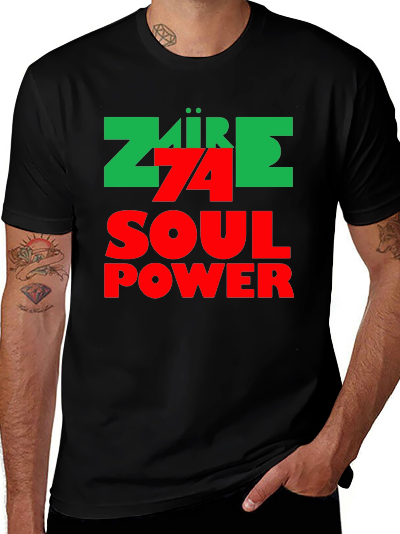 Variant 3 of 74 Soul Power Black T-Shirt - Retro Style