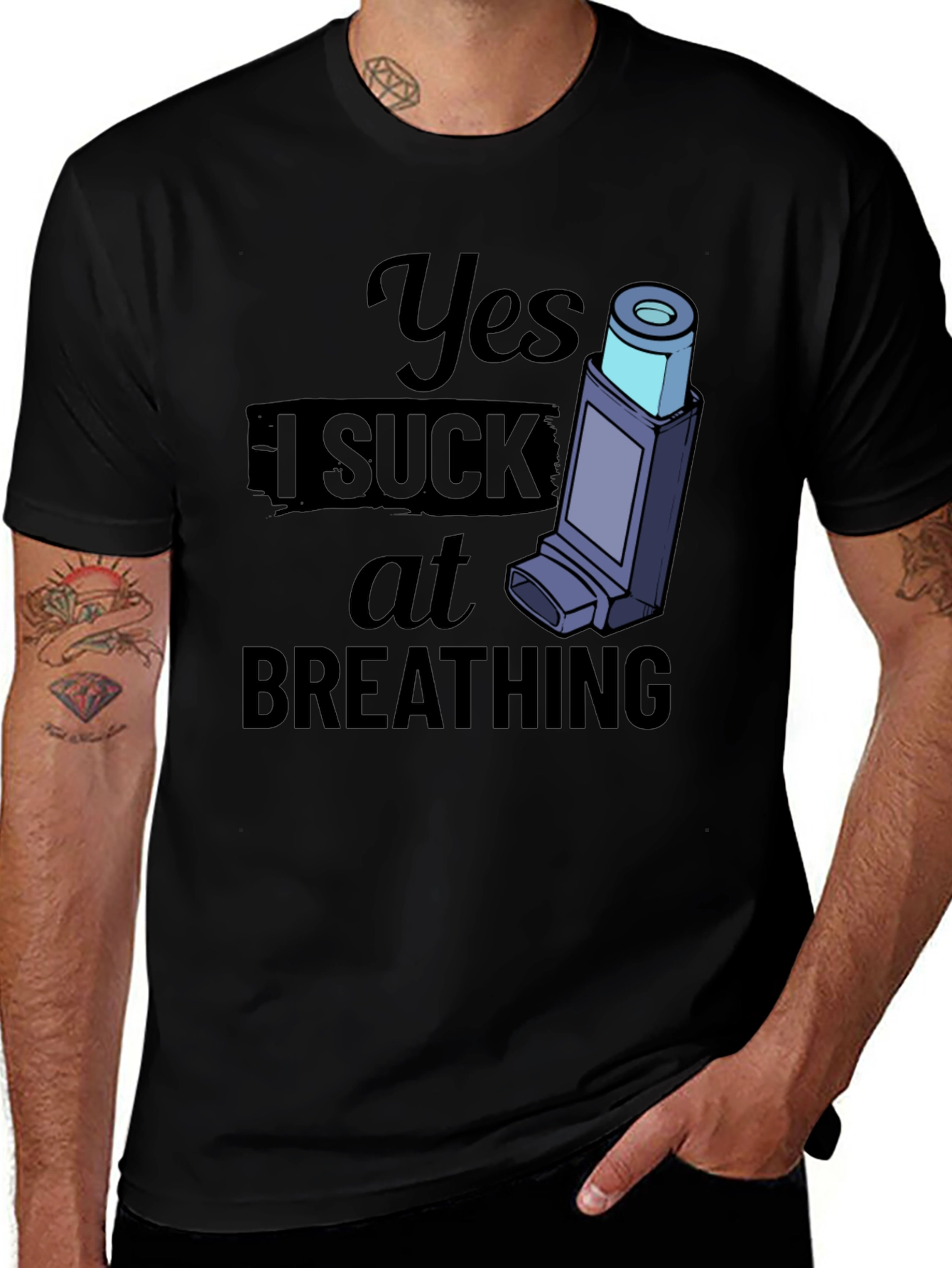 Variant 14 of Funny Asthma Awareness T-Shirt - Yes I Suck at Breathing