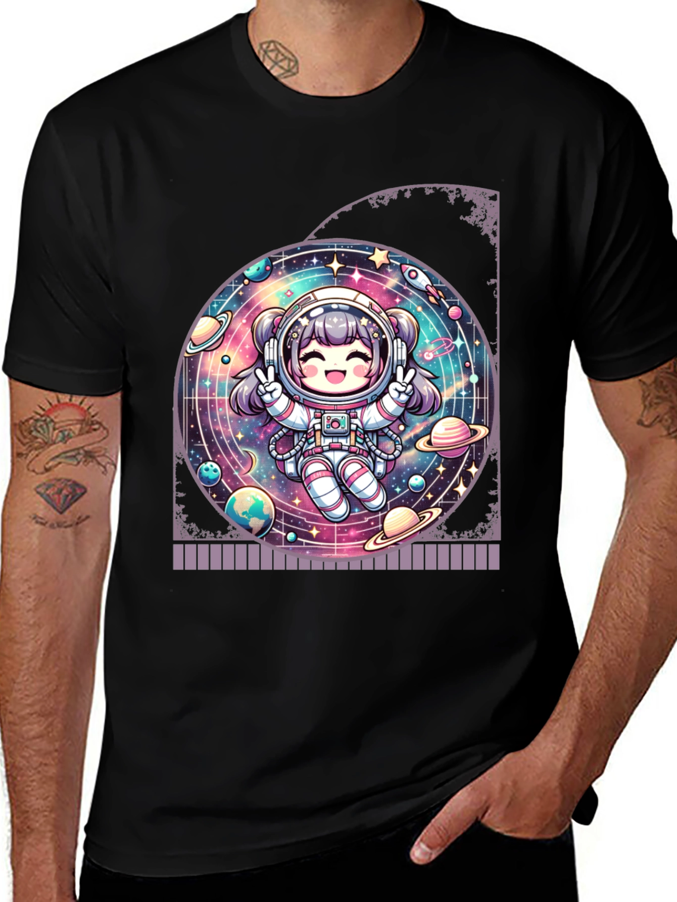 Variant 22 of Astronaut Girl Graphic T-Shirt - Space Adventure Tee