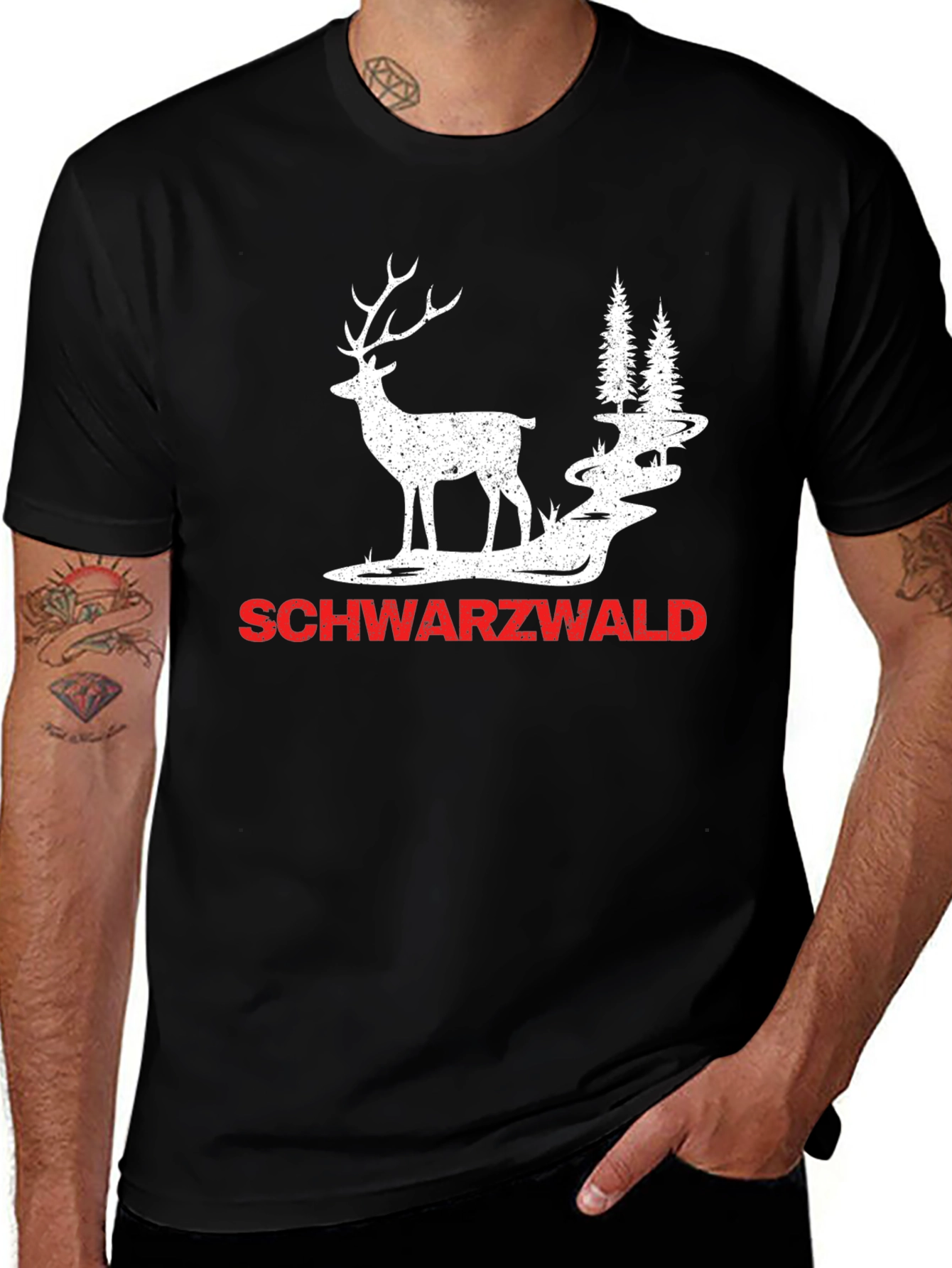 Schwarzwald Deer Graphic Tee - Black Forest T-Shirt