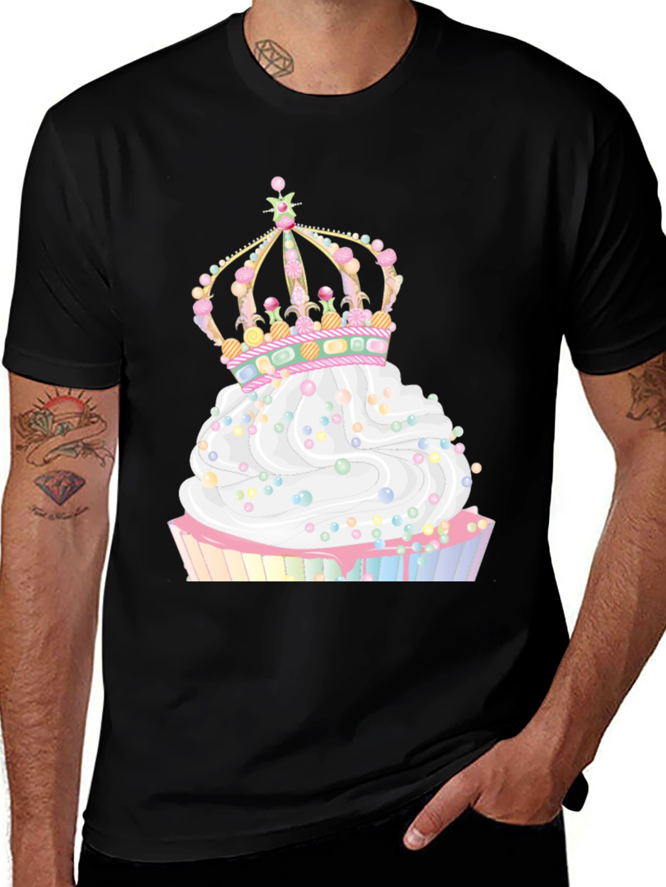 Variant 5 of Cupcake Crown Graphic Tee - Whimsical Style