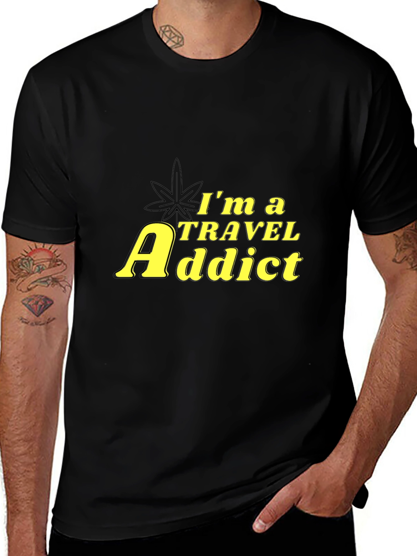 Variant 17 of Travel Addict Black T-Shirt