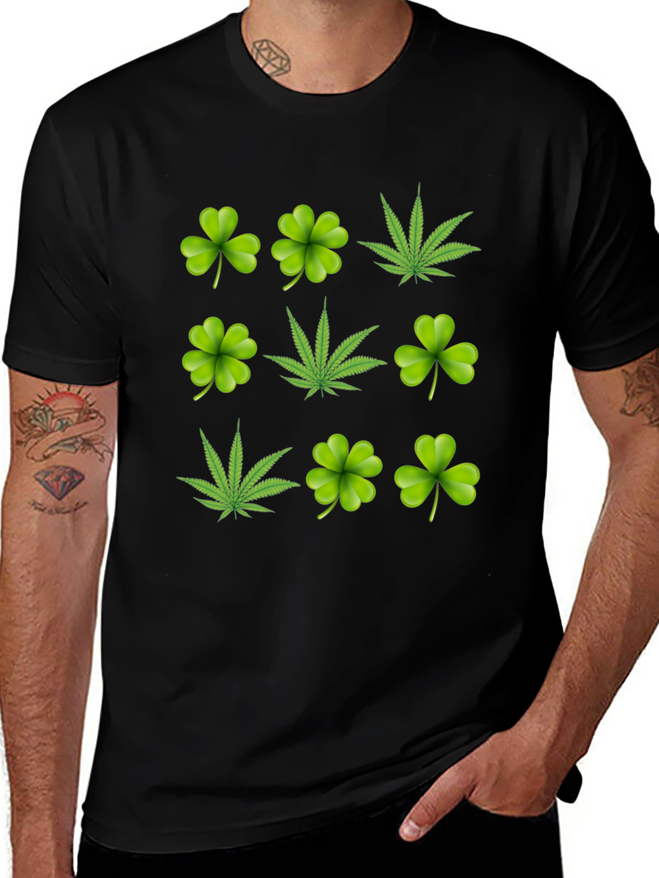Variant 16 of Lucky Charm T-Shirt: Shamrock & Leaf Design