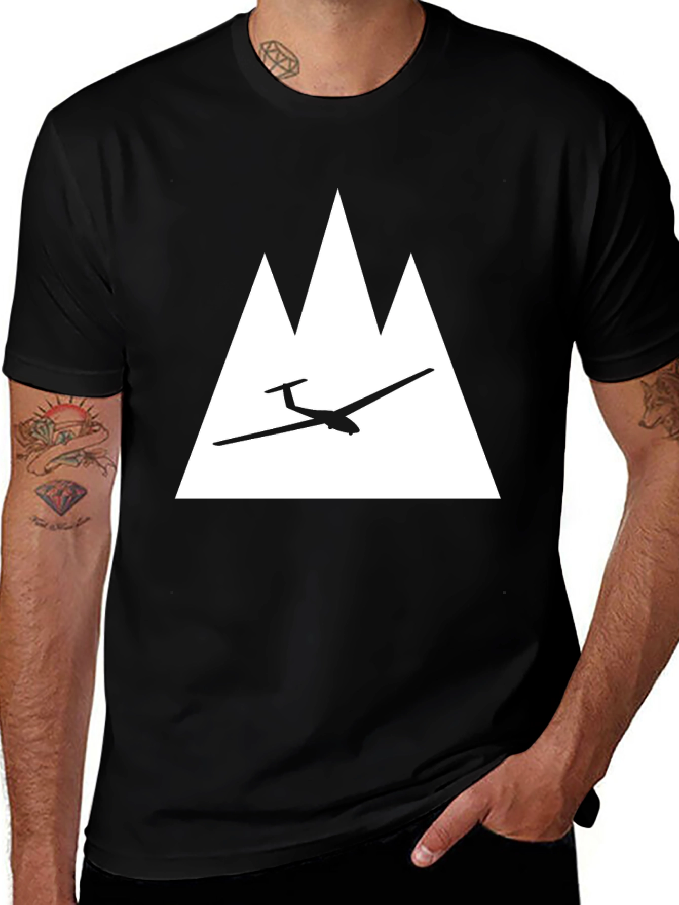 Variant 18 of Glider Over Mountains Black T-Shirt