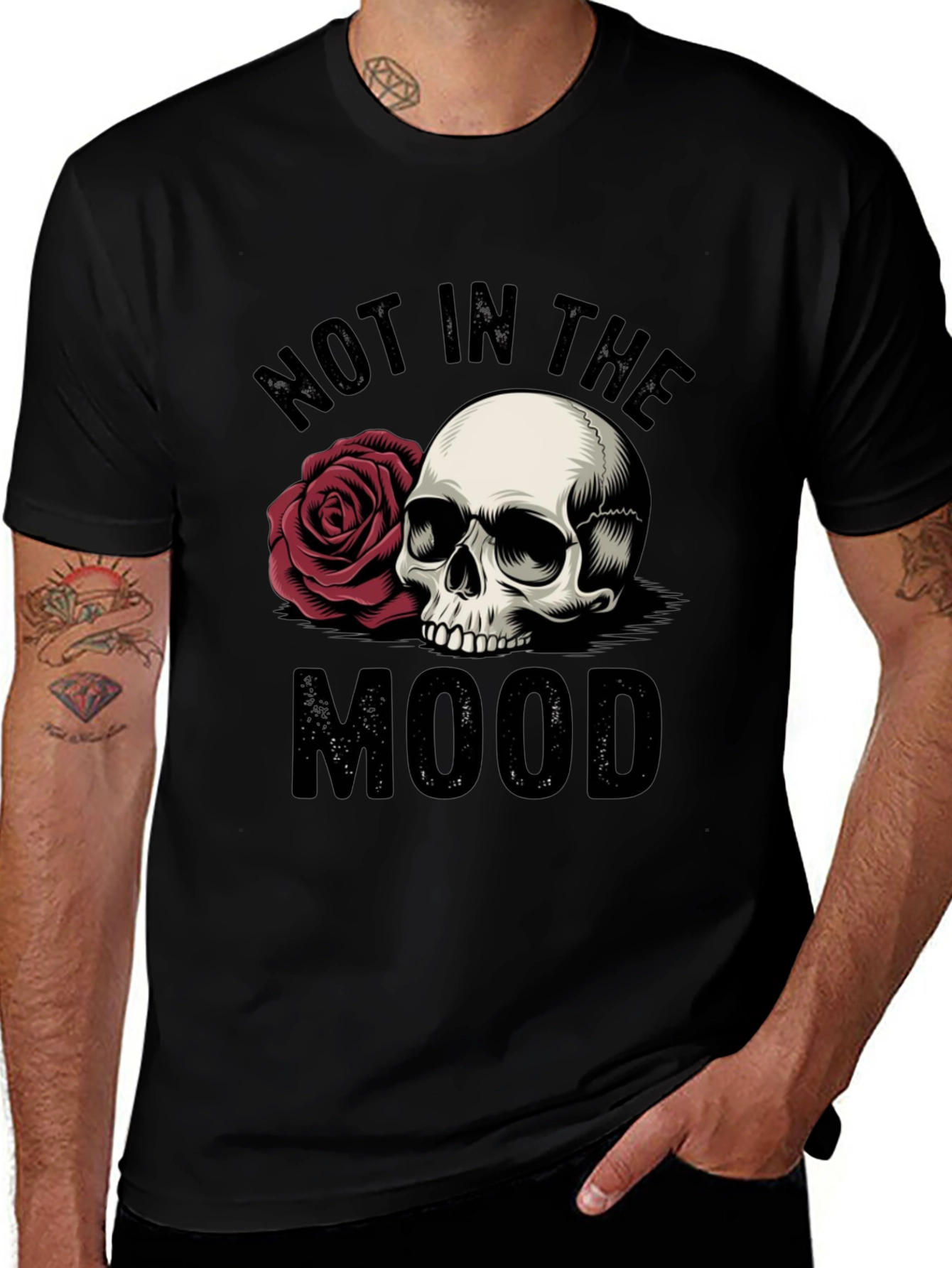 Variant 13 of Not in the Mood Skull Rose Graphic T-Shirt