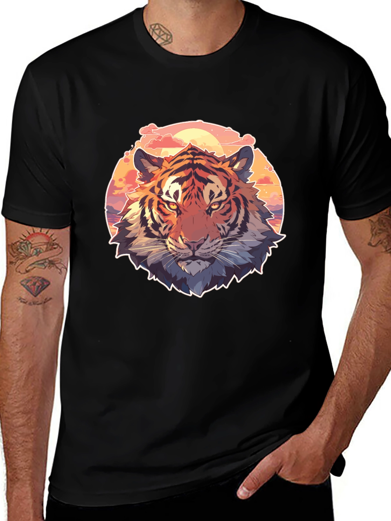 Variant 26 of Cool Tiger Graphic Black T-Shirt