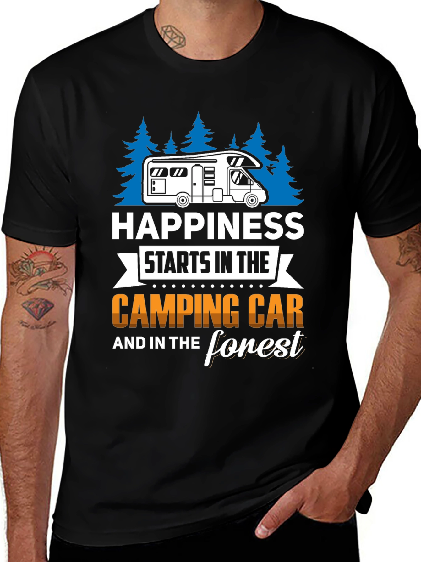 Camping Car & Forest Graphic T-Shirt