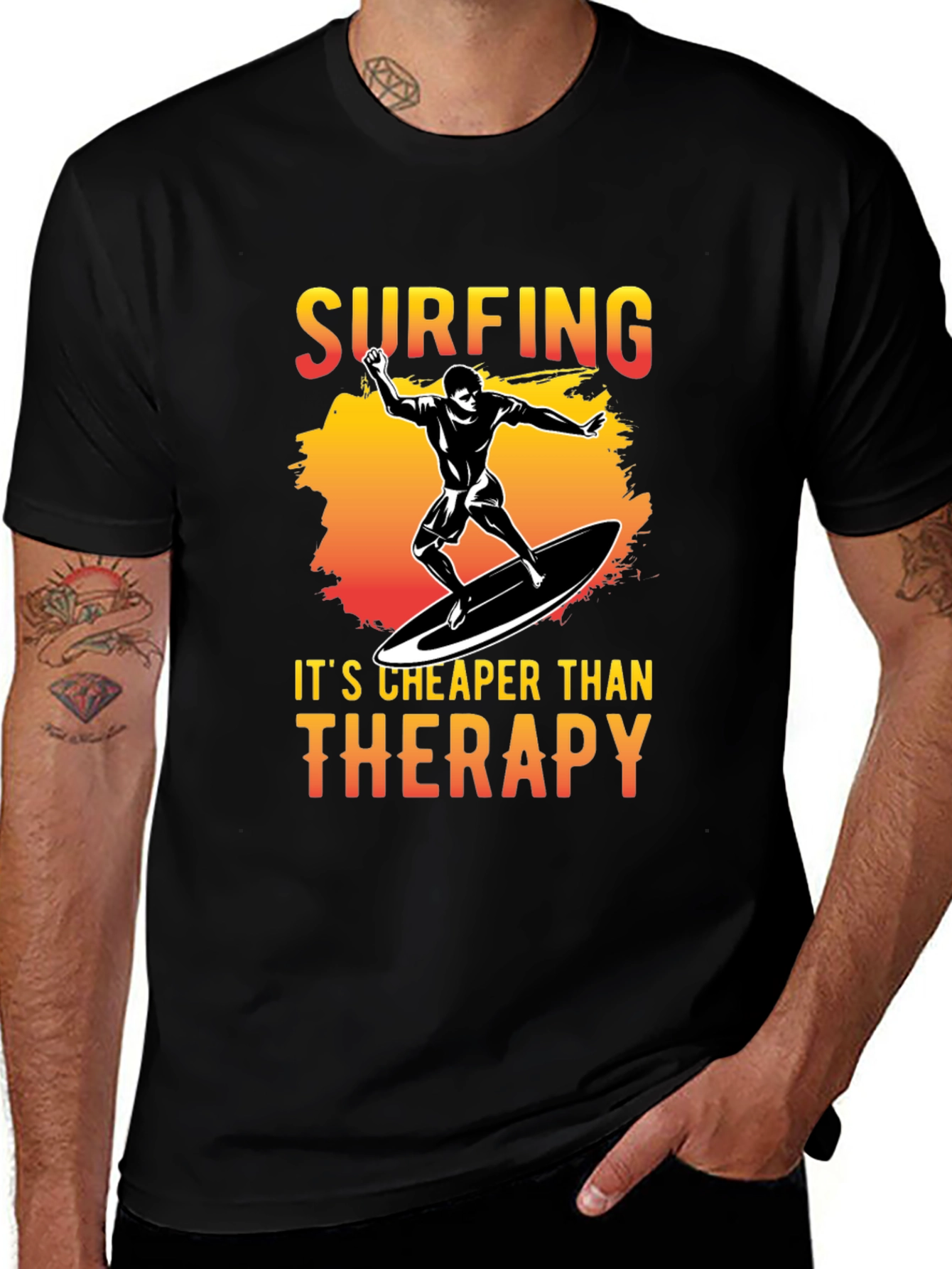 Variant 28 of Surfing Cheaper Than Therapy Graphic Tee
