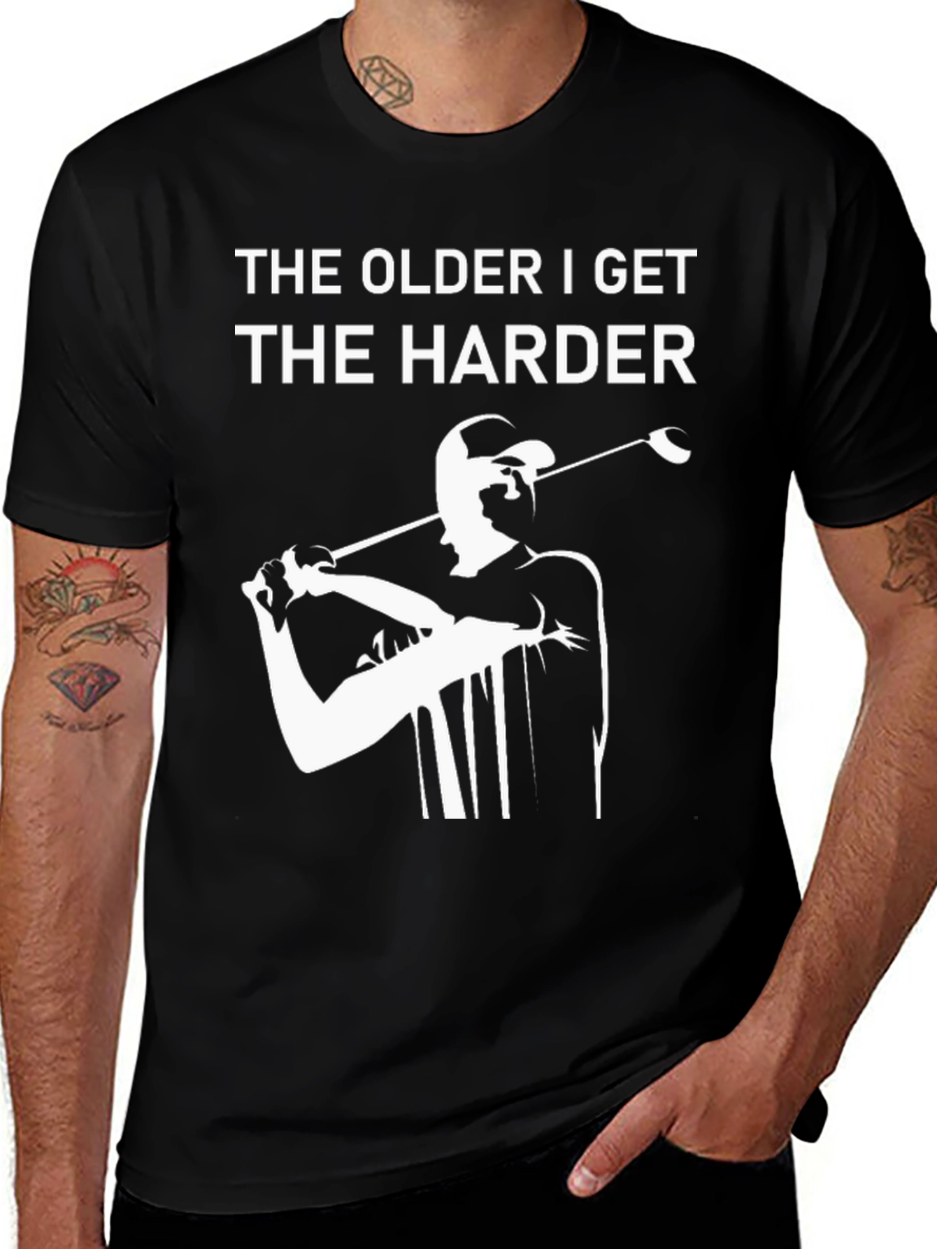 Variant 21 of Funny Golf T-Shirt: The Older I Get, The Harder I Hit