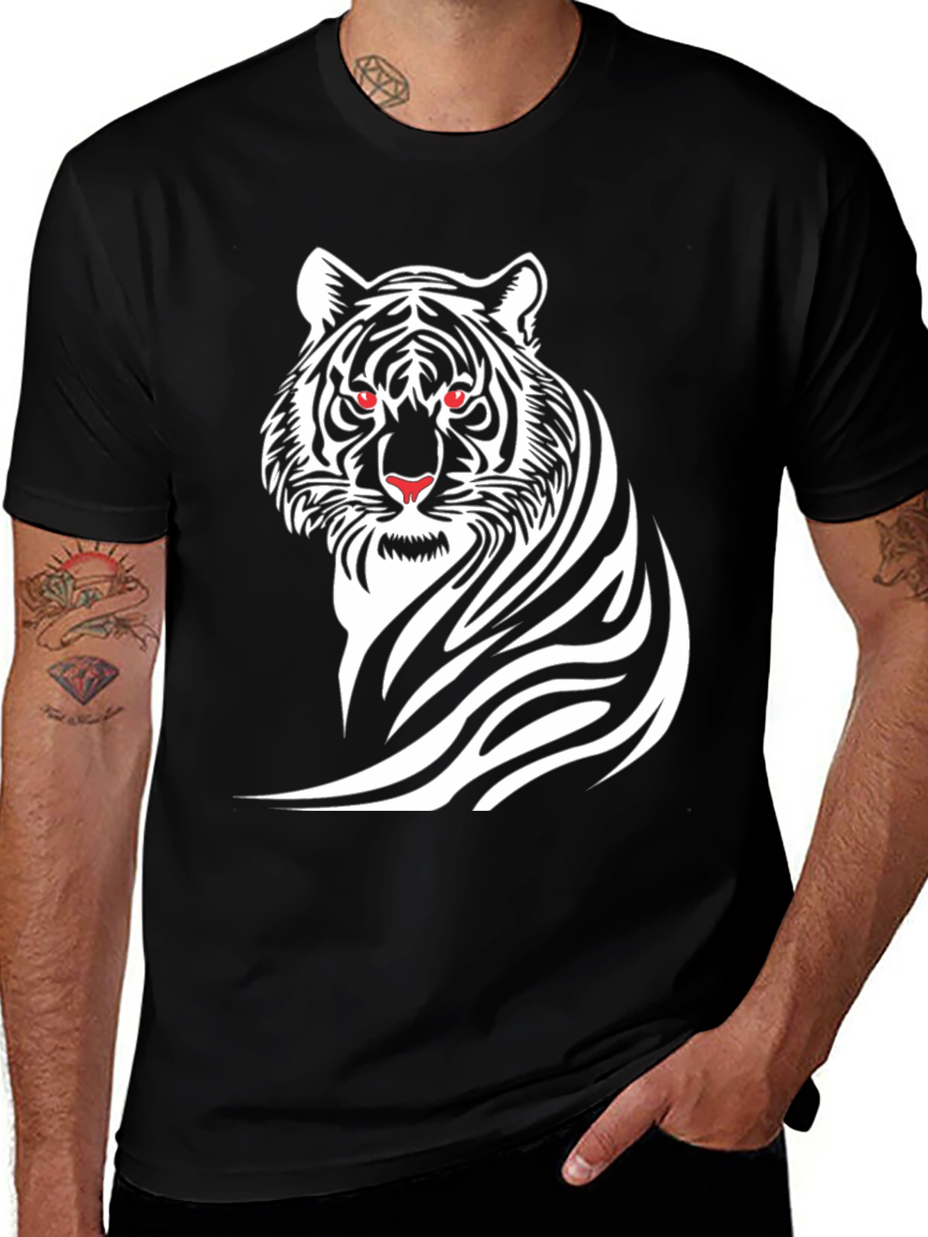 Variant 2 of Bold Tiger Graphic Tee - Black Cotton T-Shirt