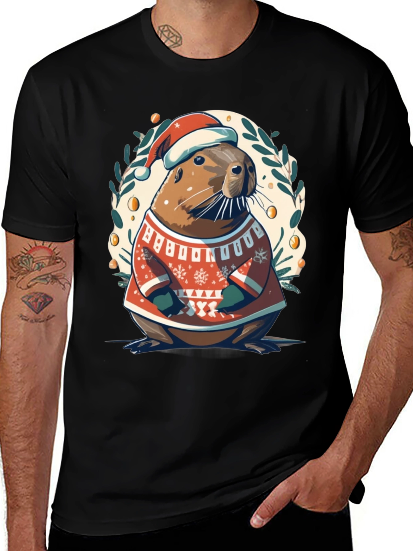 Festive Otter Christmas T-Shirt