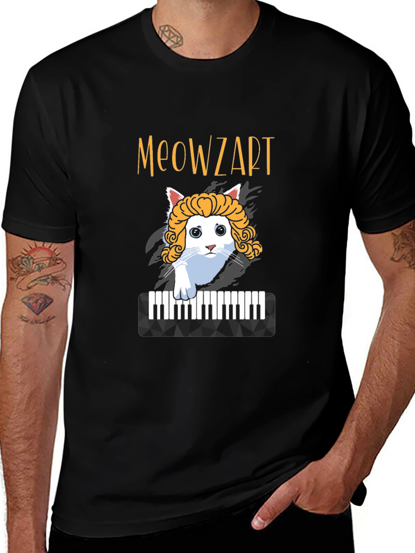 Variant 26 of Meowzart Cat T-Shirt - Funny Music Lover Tee