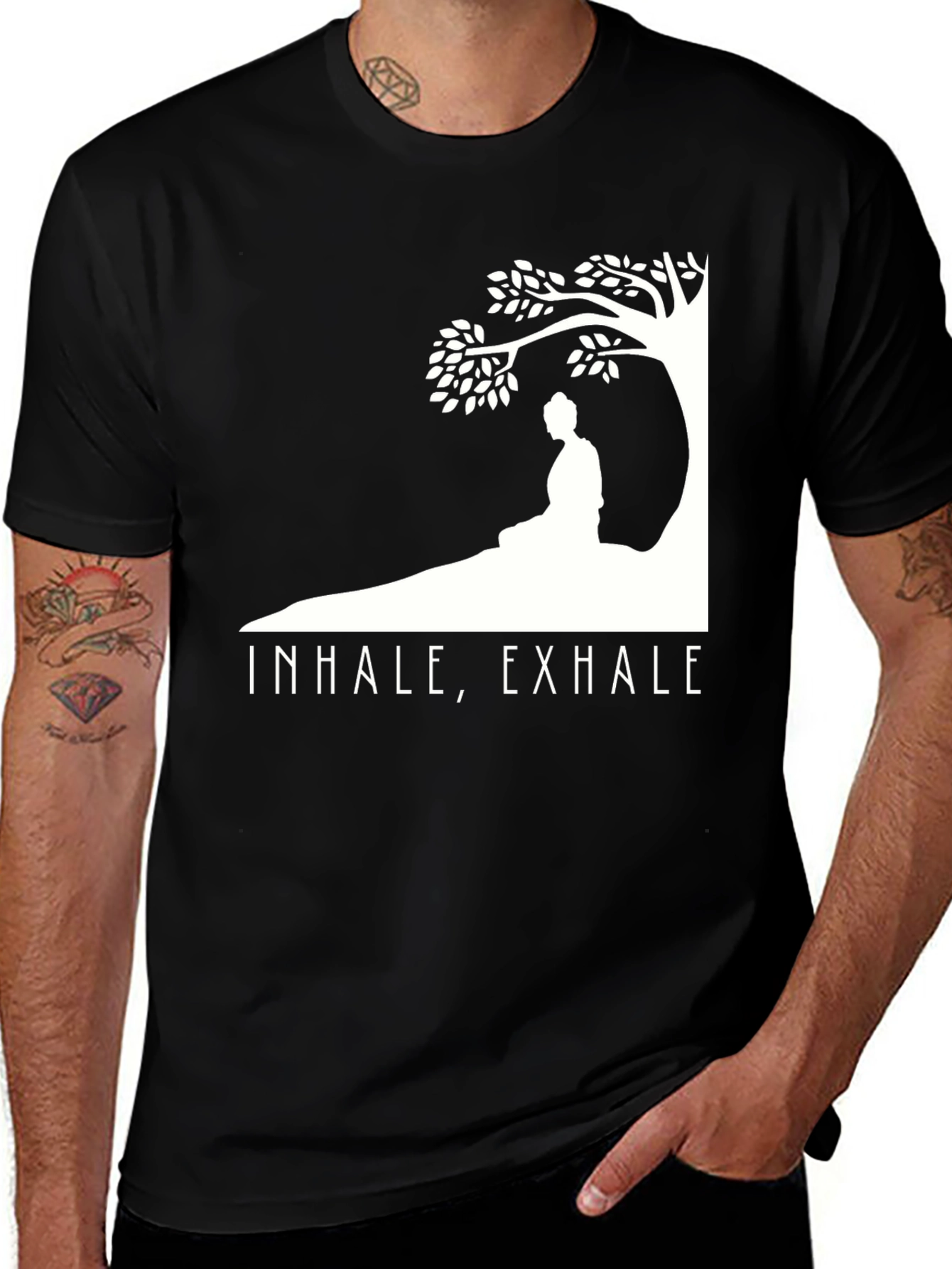 Inhale Exhale Buddha Graphic T-Shirt - Relaxed Fit