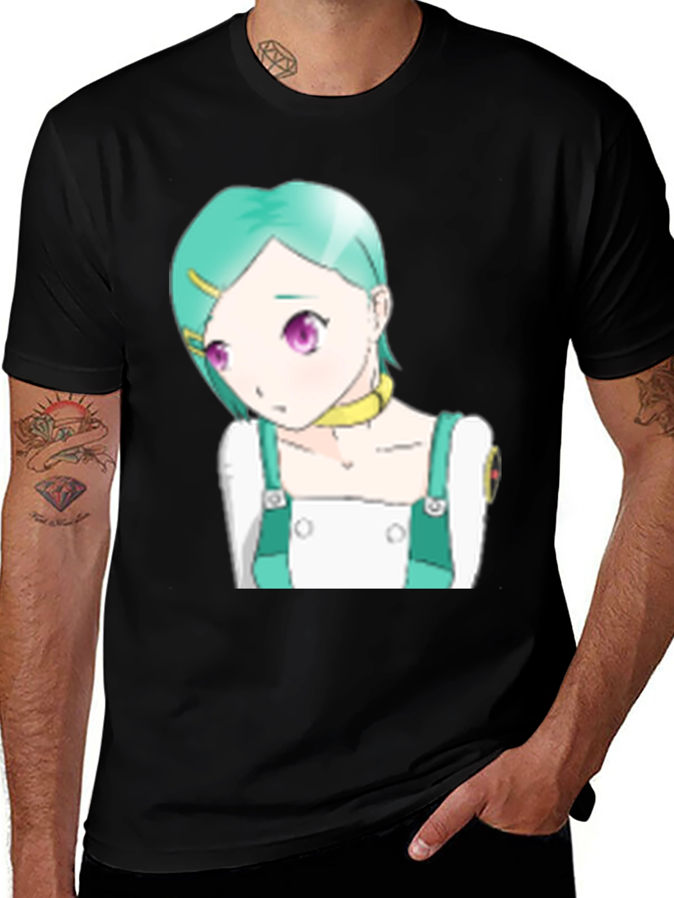 Variant 2 of Anime Girl Graphic Black T-Shirt