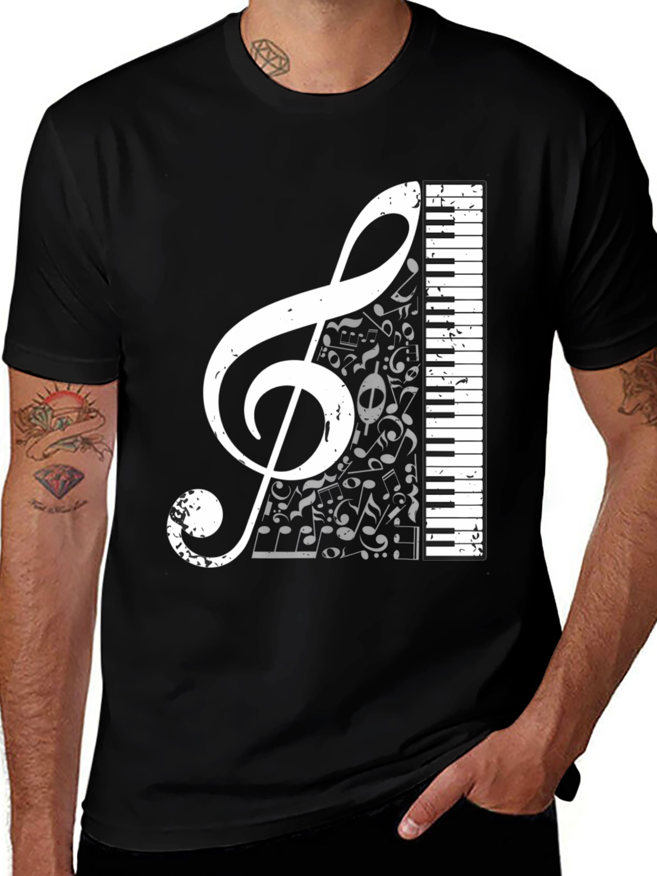 Musical Treble Clef & Keyboard Graphic Tee