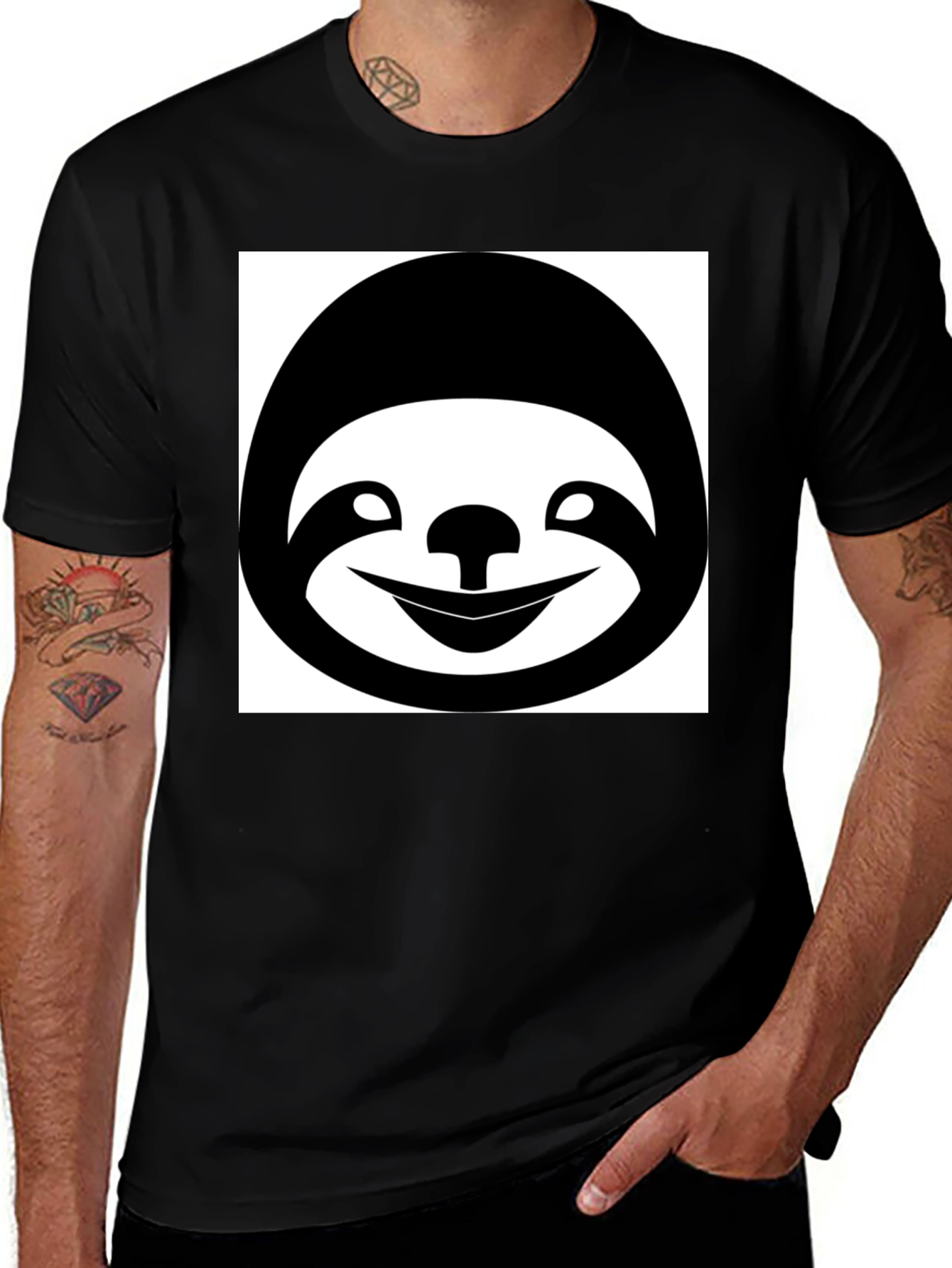 Variant 8 of Funny Sloth Graphic T-Shirt - Black Casual Tee