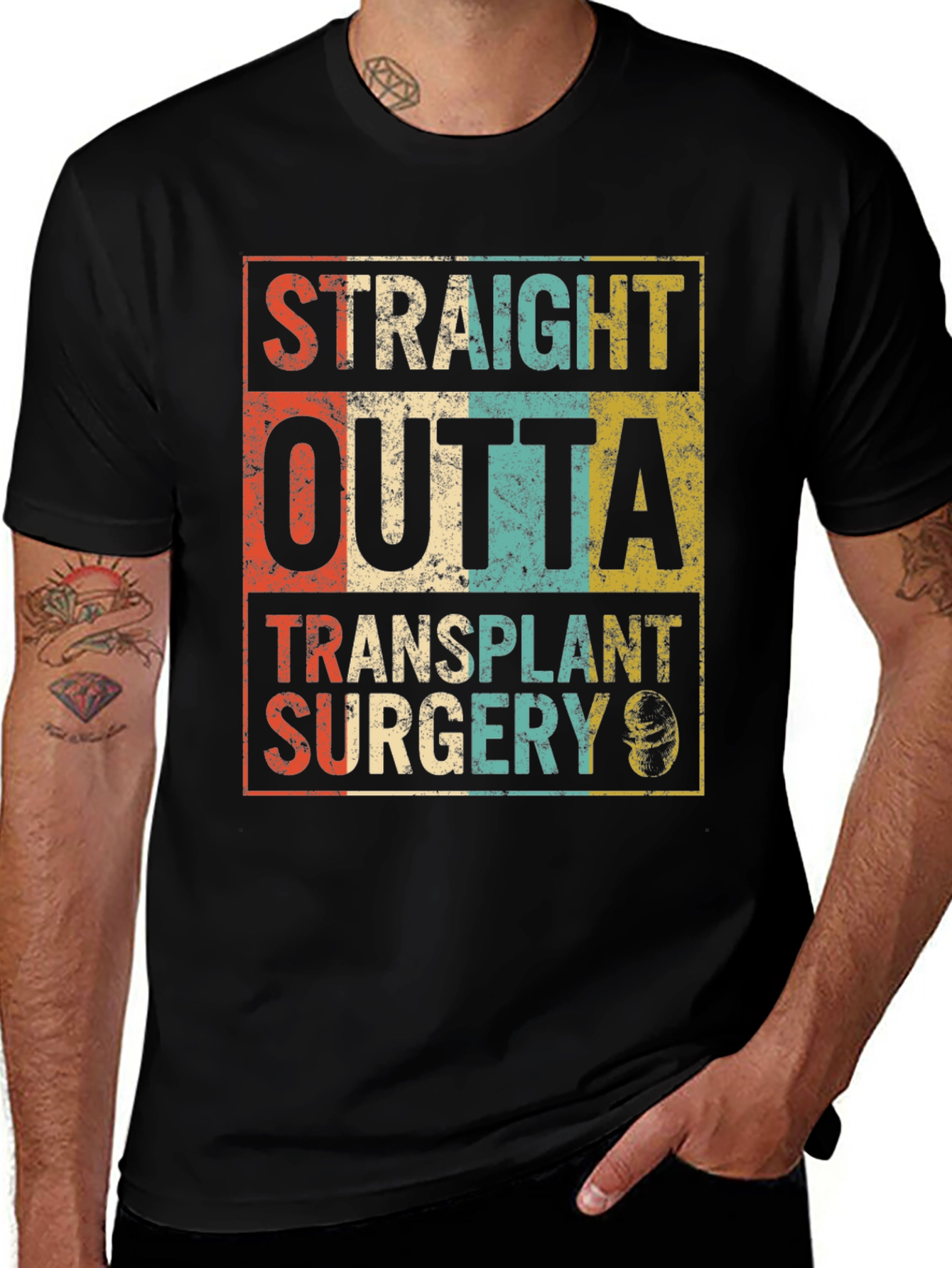 Straight Outta Transplant Surgery Black T-Shirt