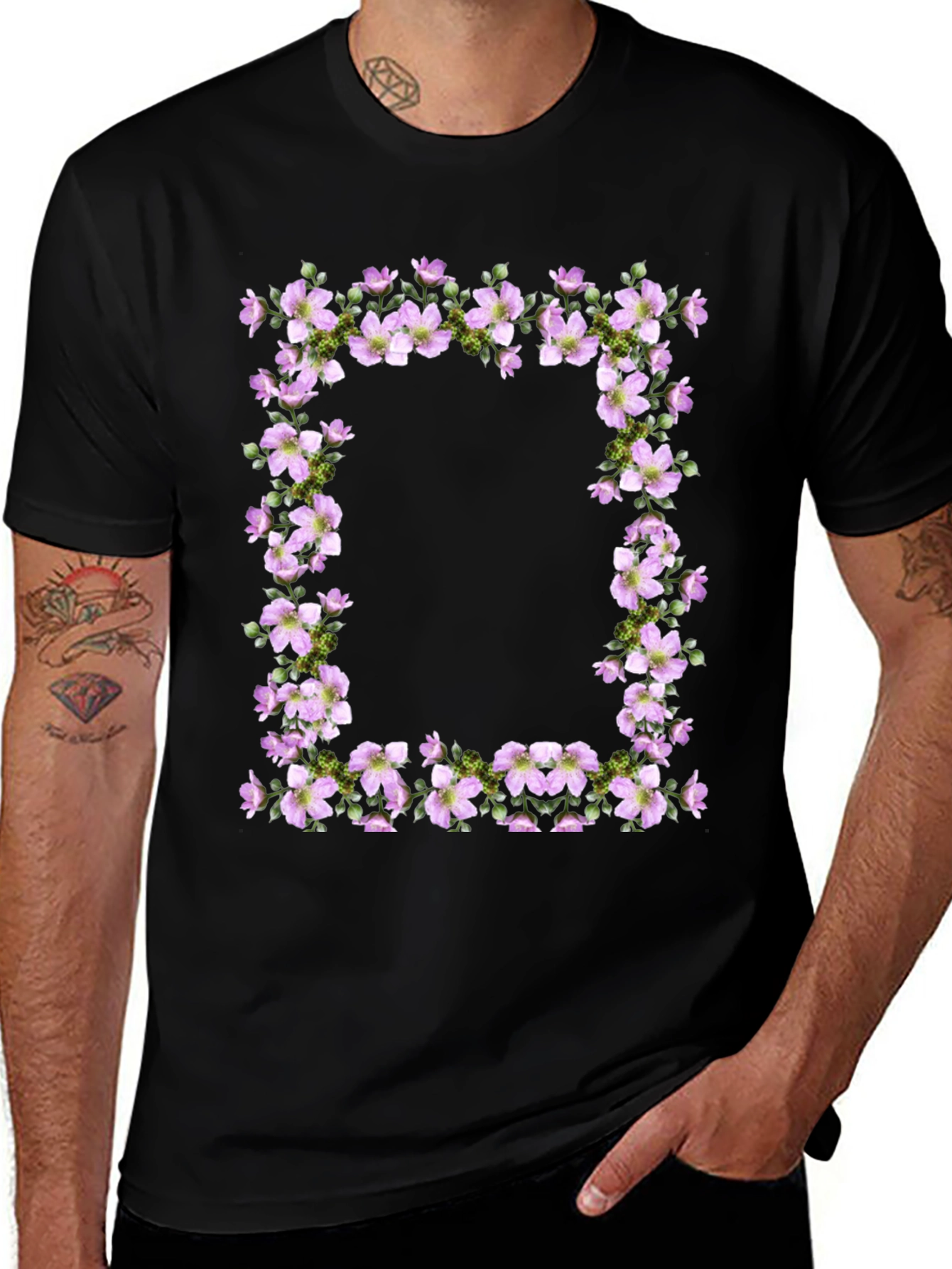 Variant 6 of Floral Frame Tee - Nature Inspired Graphic T-Shirt