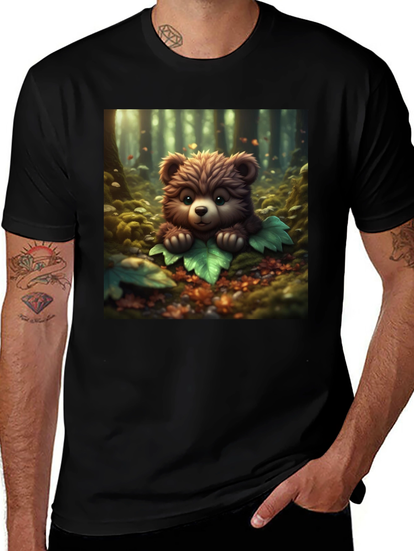 Variant 25 of Cute Bear Graphic Tee - Black
