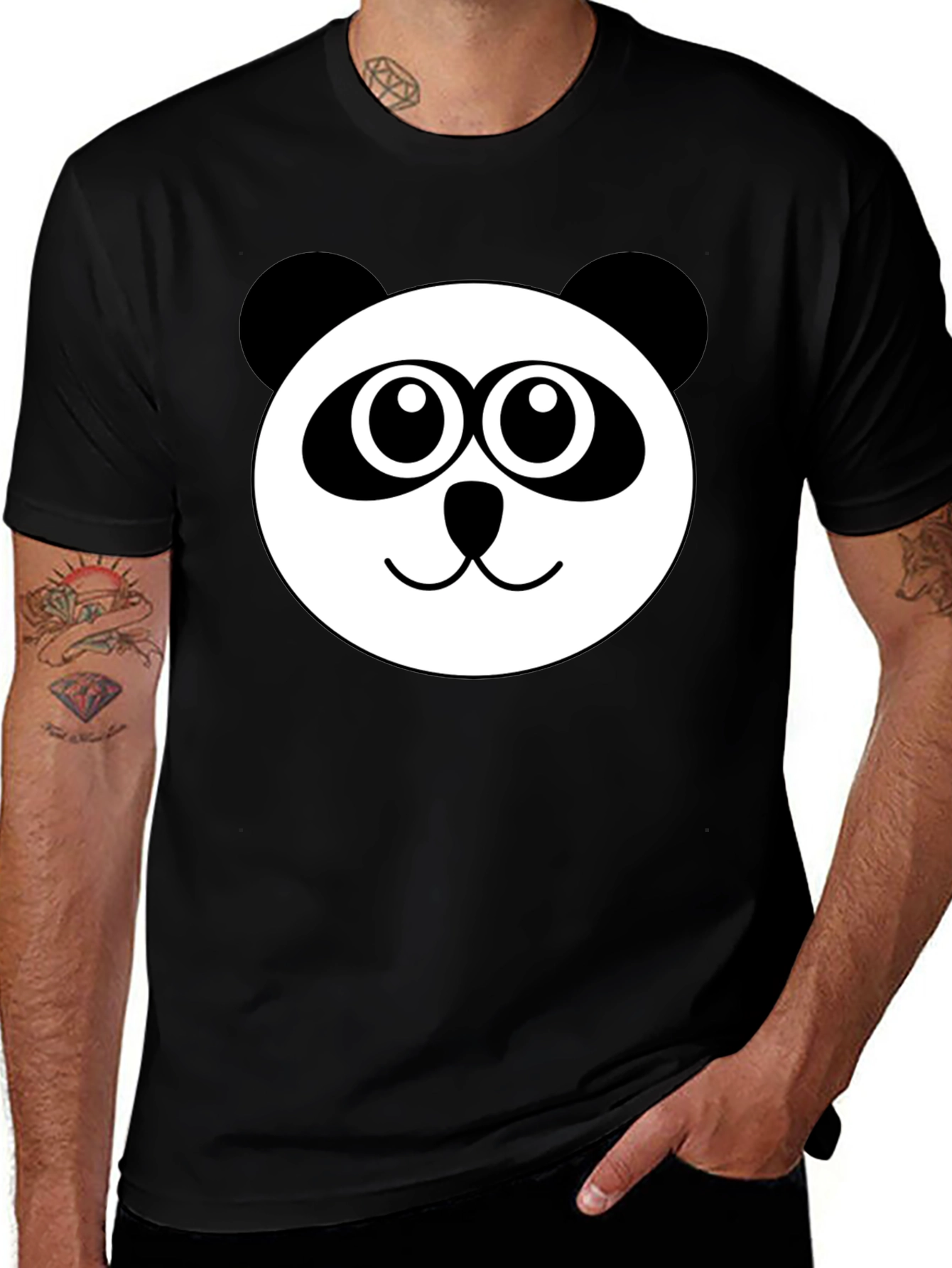 Variant 5 of Cute Panda Face Black T-Shirt