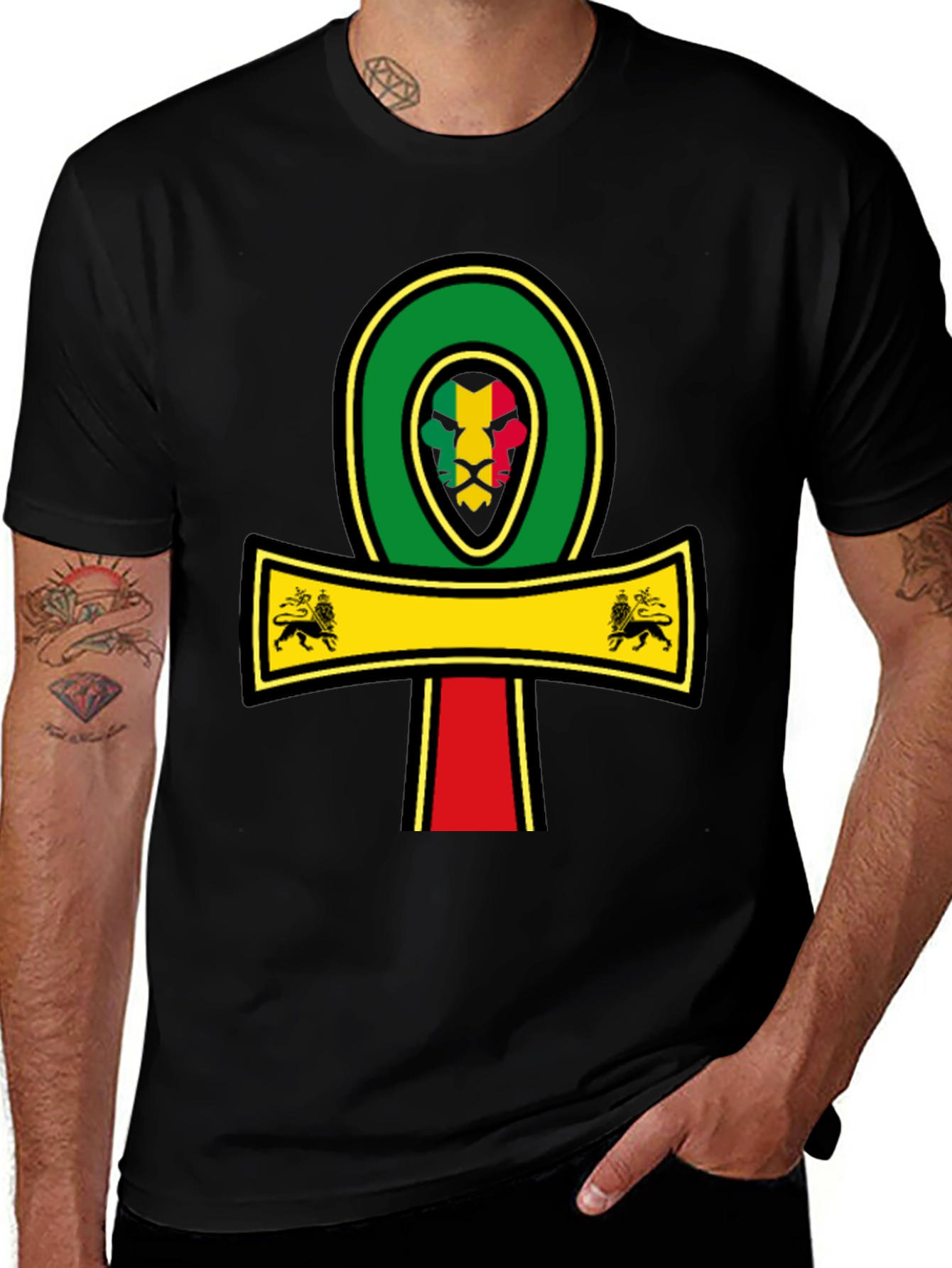 Rasta Ankh Graphic T-Shirt - Reggae Lion