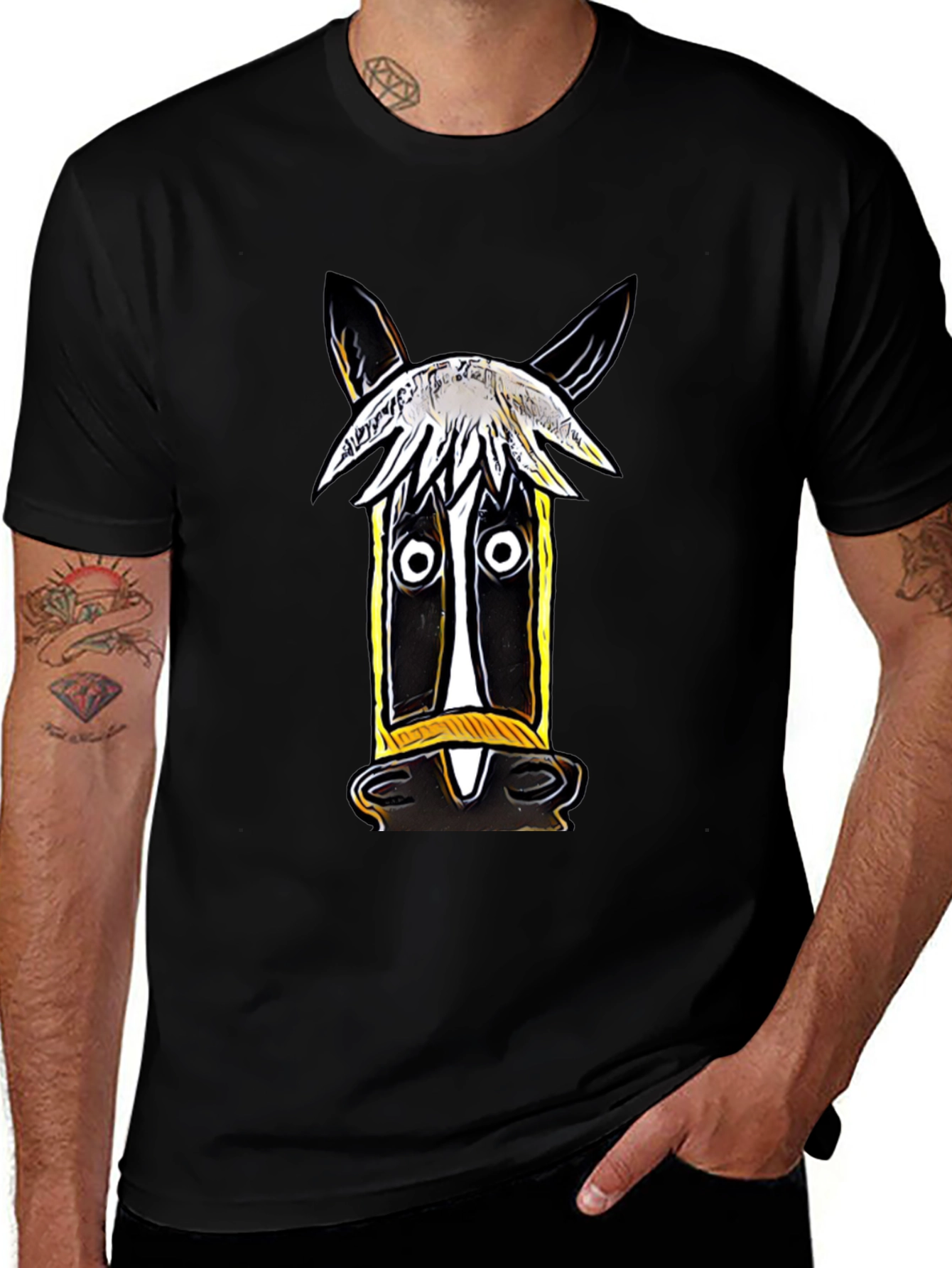 Variant 27 of Whimsical Horse Graphic Tee - Artistic Style