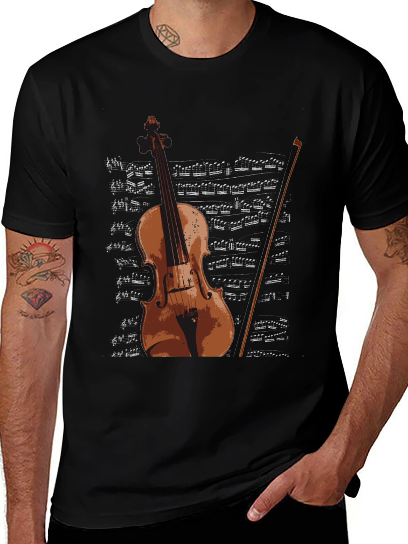 Variant 8 of Violin & Sheet Music Graphic T-Shirt
