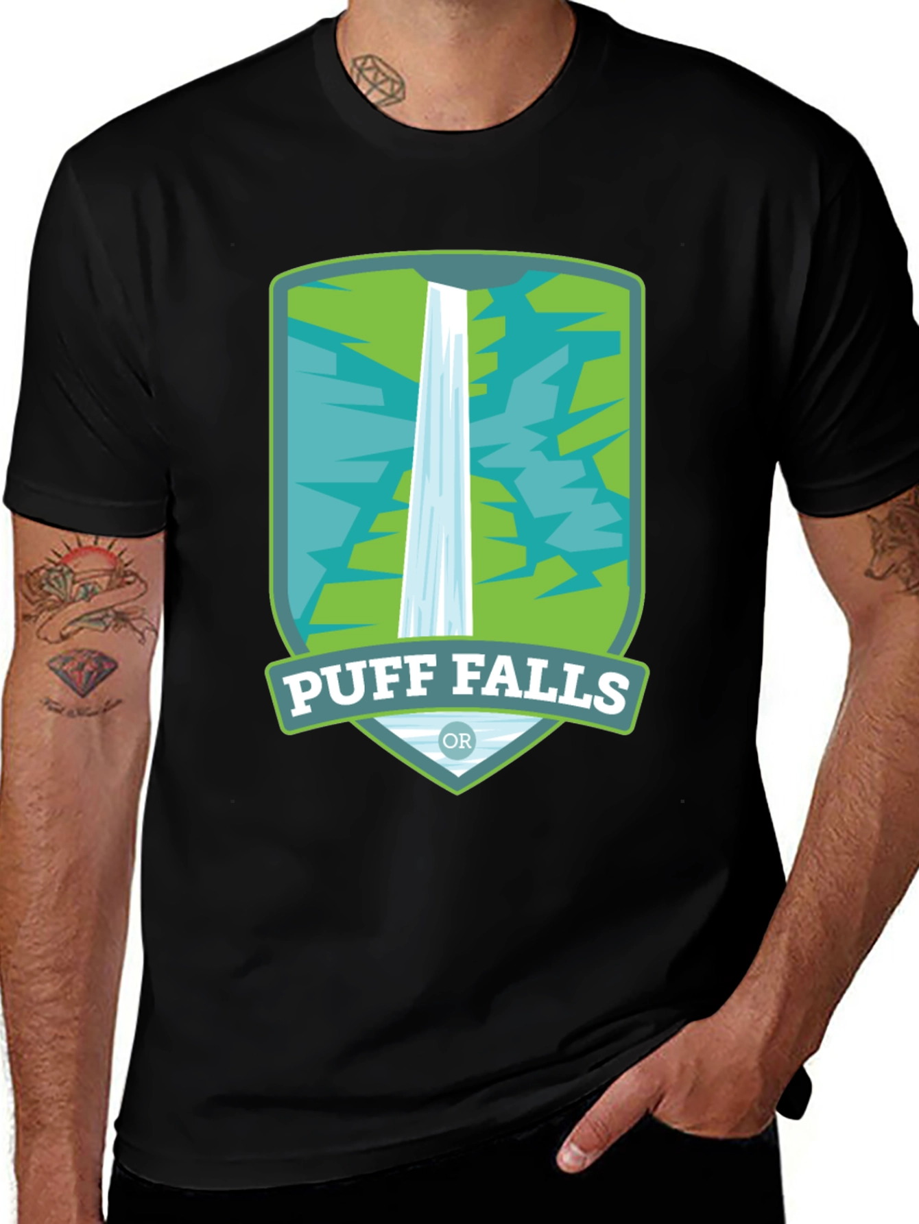 Variant 10 of Puff Falls Oregon Graphic Tee - Black