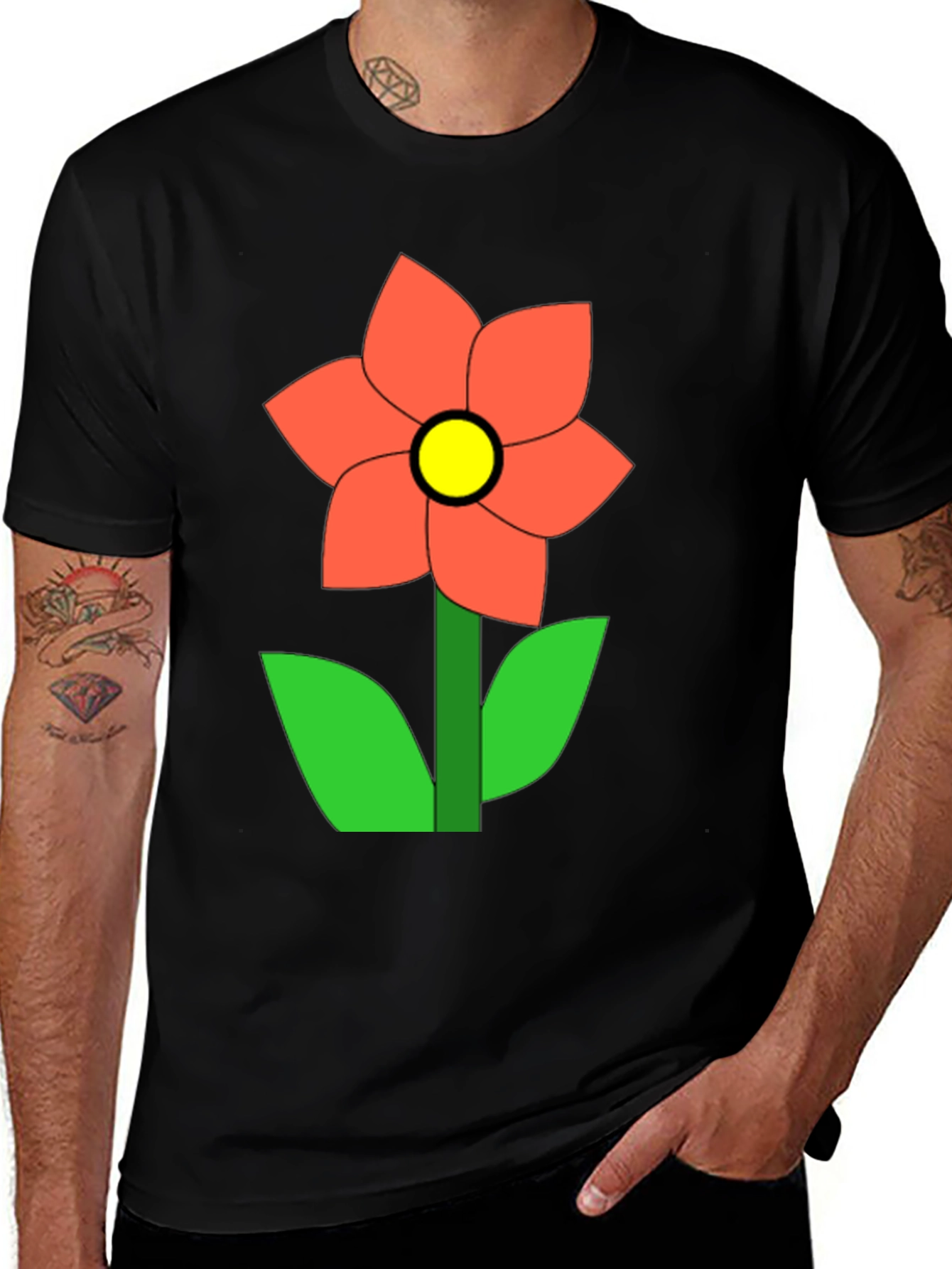 Variant 12 of Flower Graphic Black T-Shirt Casual Wear