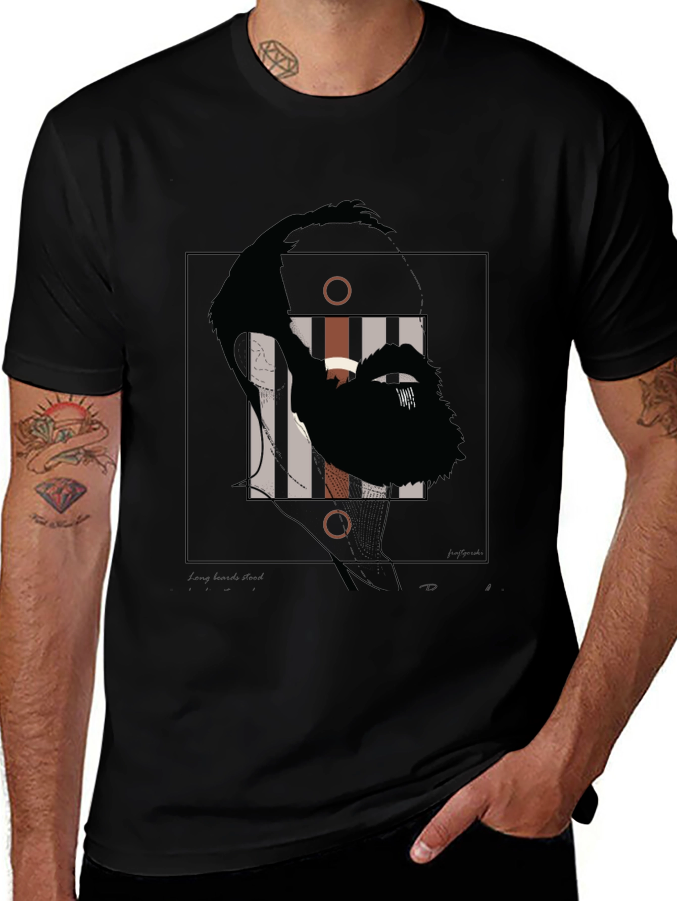 Variant 30 of Abstract Face Graphic Print Black T-Shirt