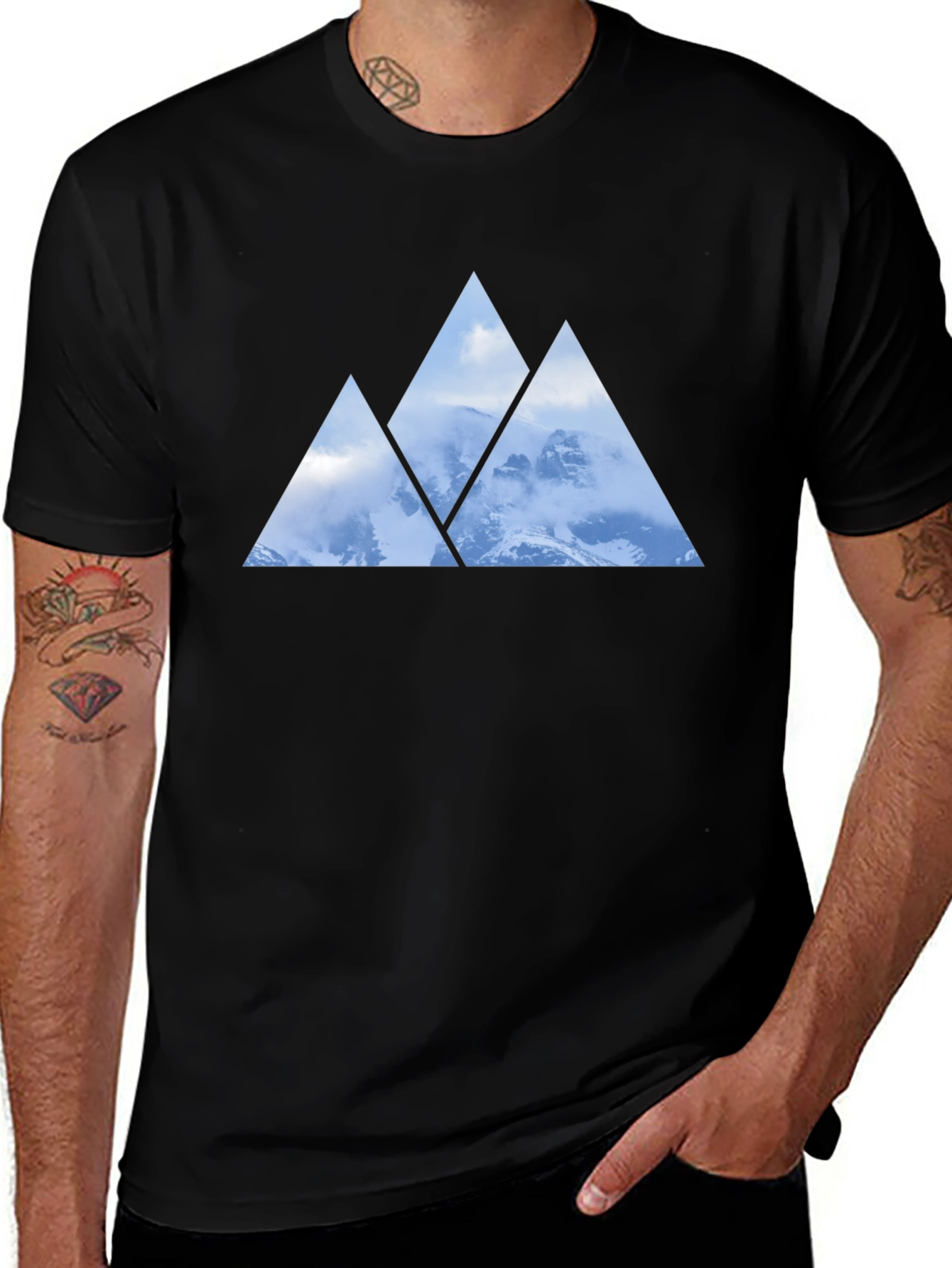 Variant 10 of Mountain Peaks Graphic Black T-Shirt