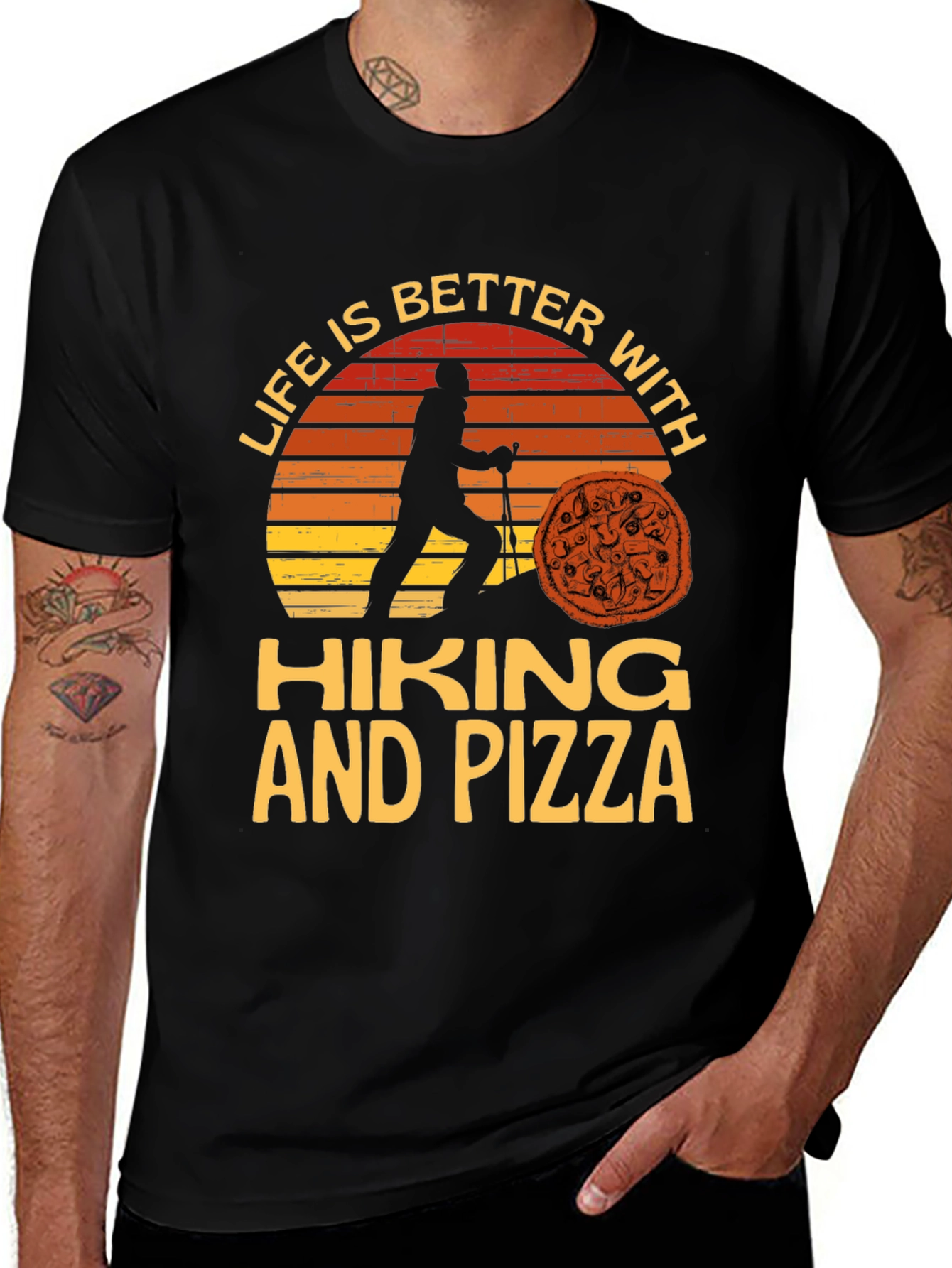 Variant 27 of Hiking & Pizza Graphic Tee