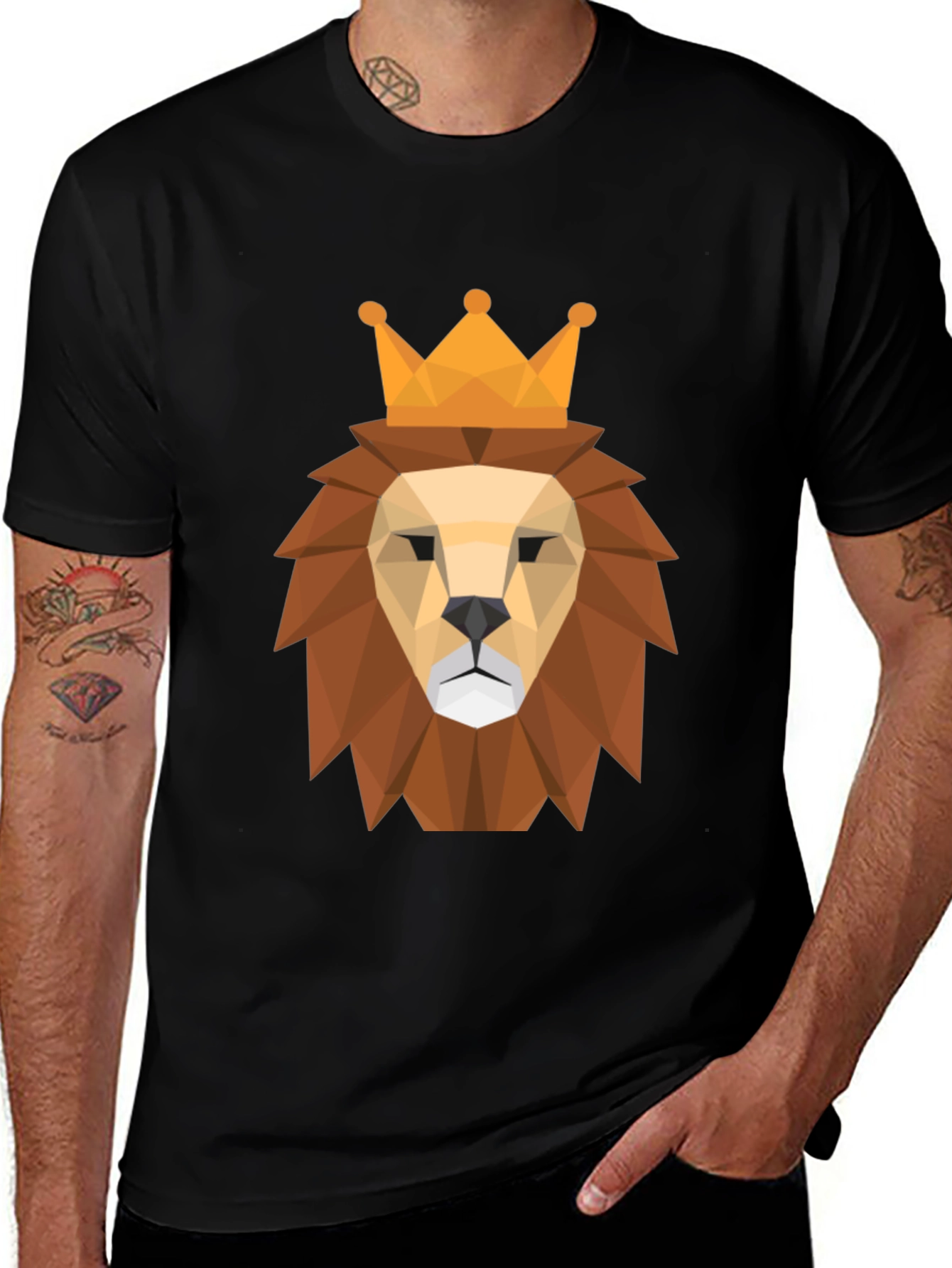 Variant 9 of Geometric Lion King Graphic Tee - Modern Style