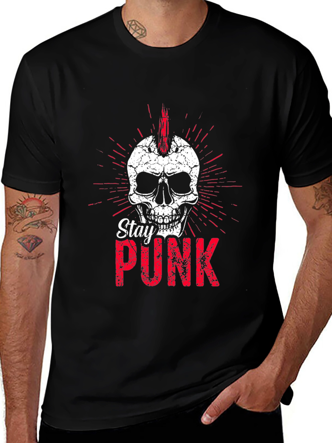 Variant 10 of Stay Punk T-Shirt - Punk Skull Design