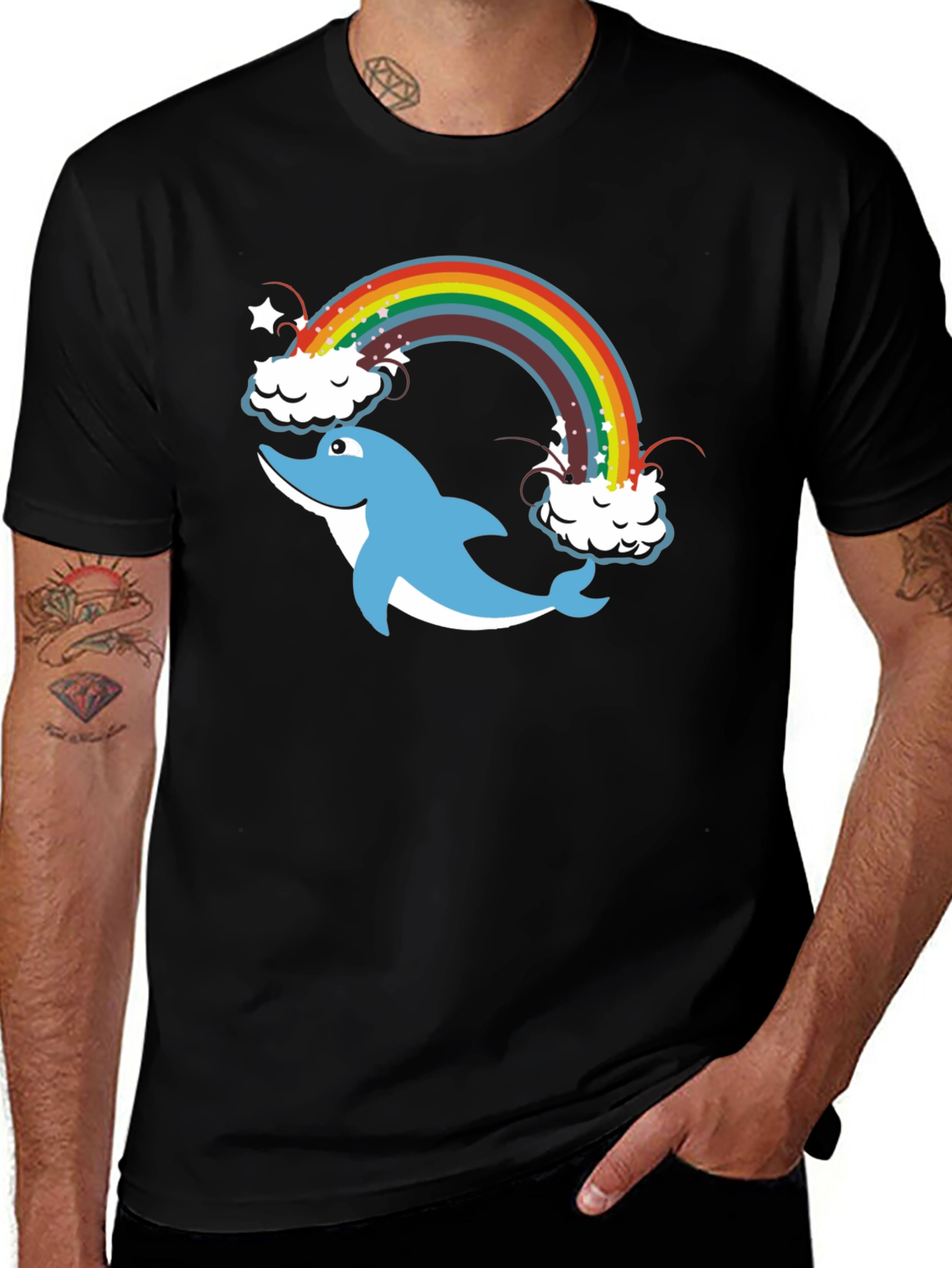 Variant 6 of Dolphin Rainbow Black T-Shirt
