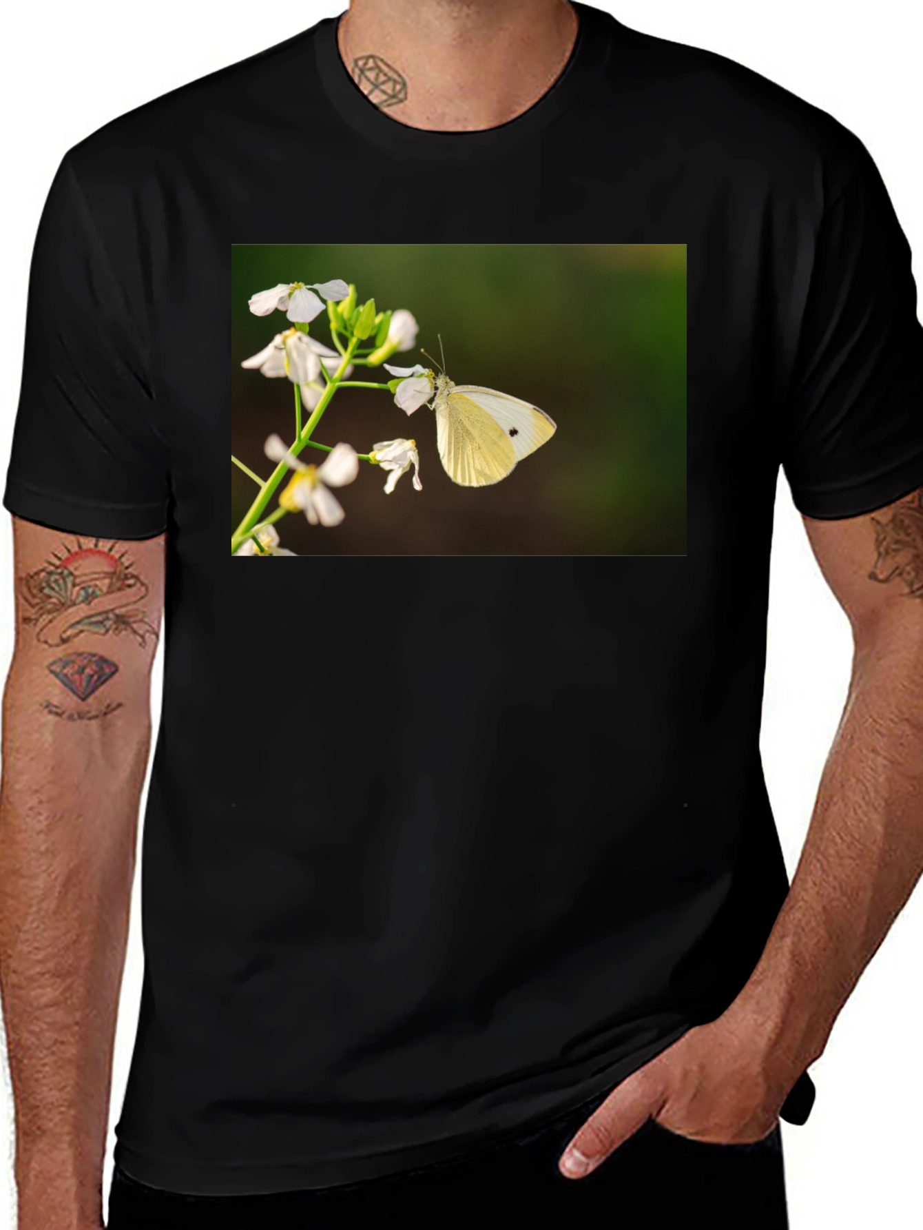 Variant 16 of Butterfly Print Black T-Shirt