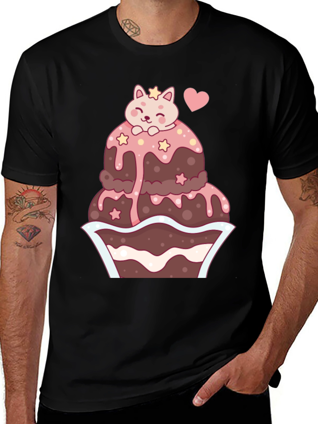 Variant 5 of Cute Cat Cupcake Graphic Tee - Kawaii Style