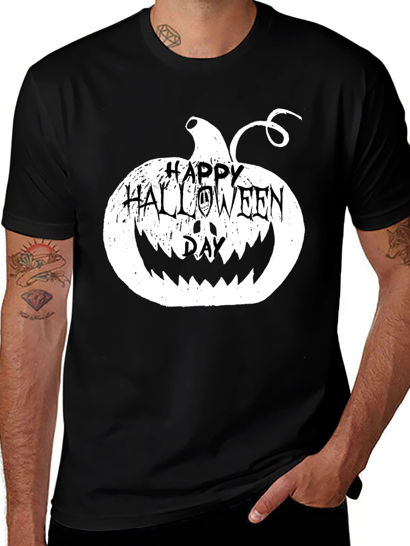 Happy Halloween Pumpkin T-Shirt - Black