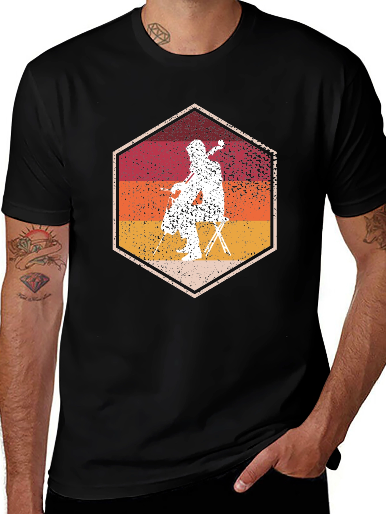 Variant 8 of Cello Player Graphic Tee - Retro Style