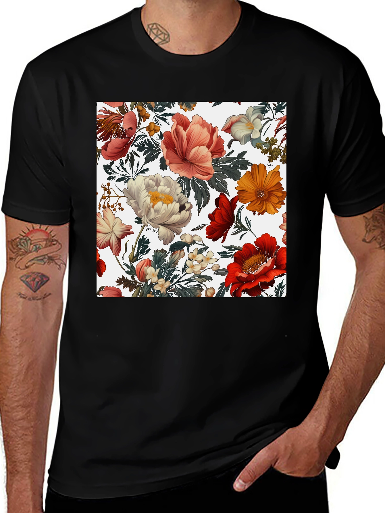 Variant 3 of Floral Print Crew Neck Tee