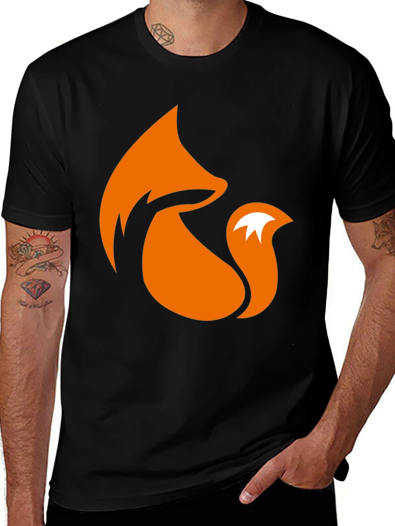 Variant 3 of Fox Logo Graphic Tee - Stylish Black T-Shirt