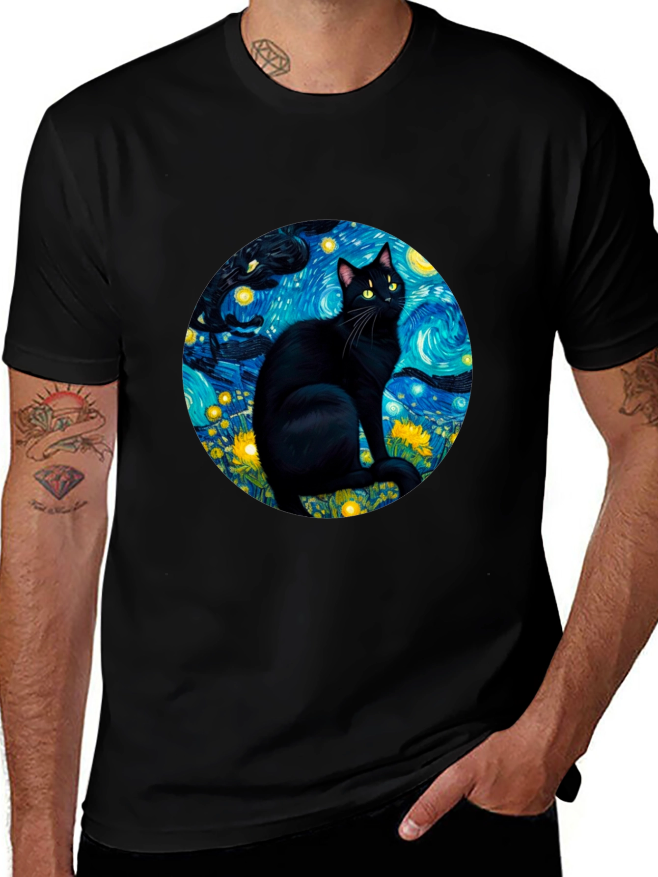 Variant 28 of Starry Night Cat T-Shirt