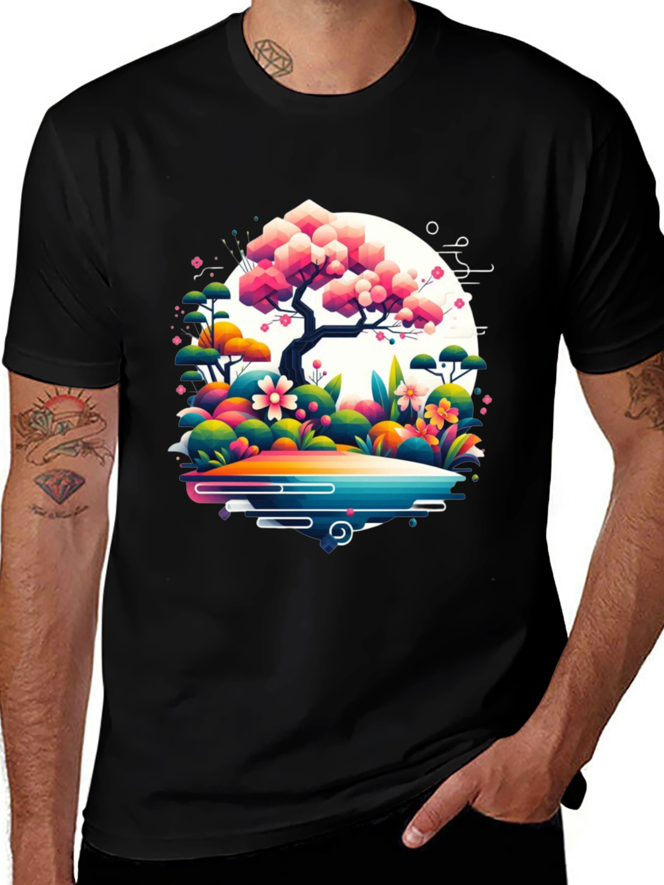 Variant 17 of Artistic Floral Tree Graphic Tee - Stylish Comfort