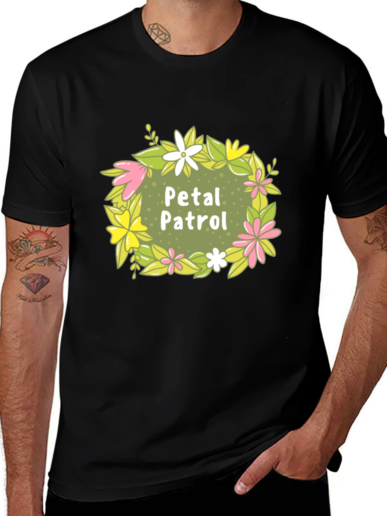 Variant 25 of Petal Patrol Graphic Tee - Black