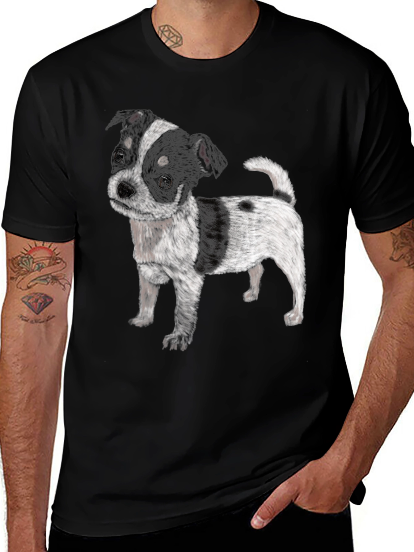 Variant 29 of Cute Dog Graphic Print Black T-Shirt